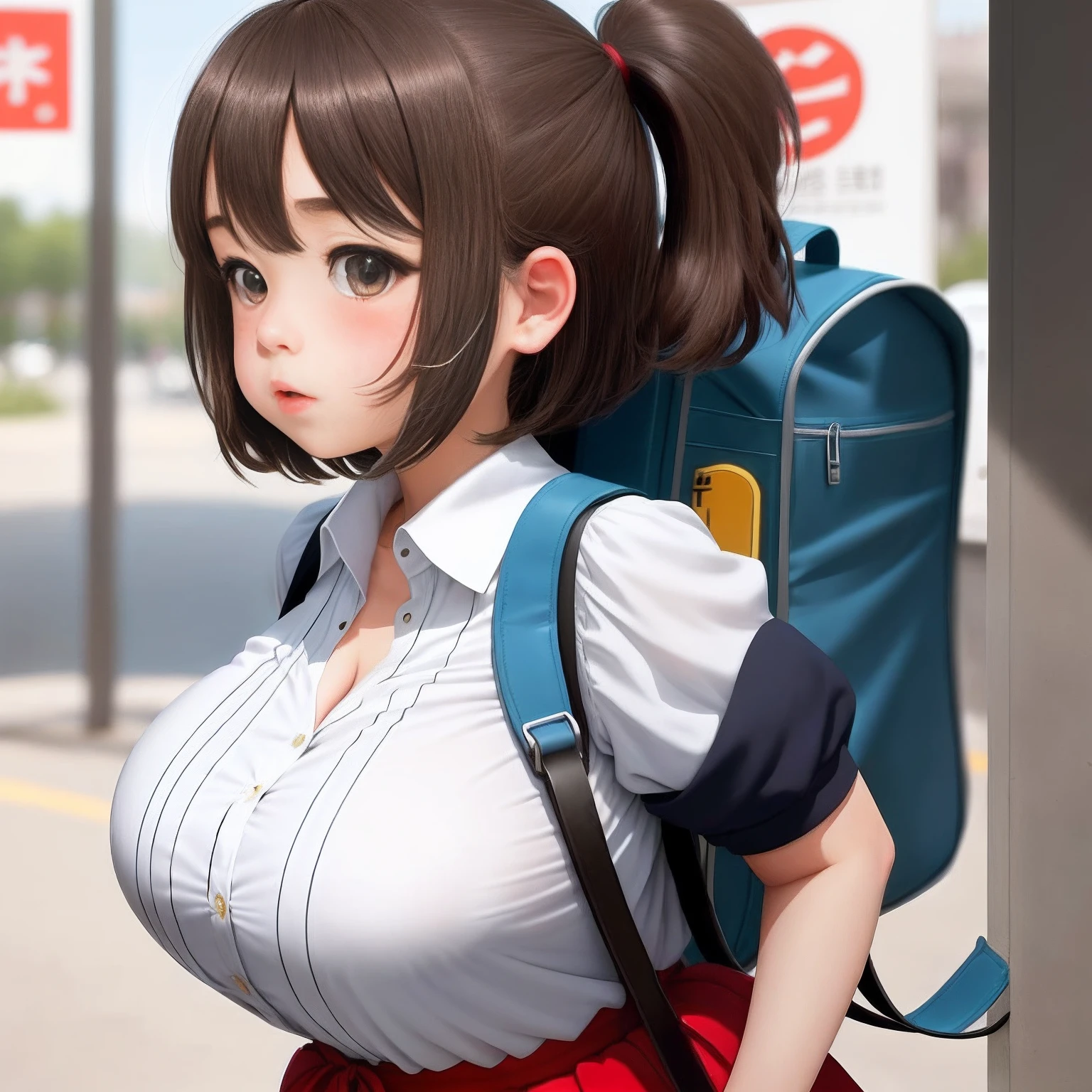 The big-breasted showed her face all over her face