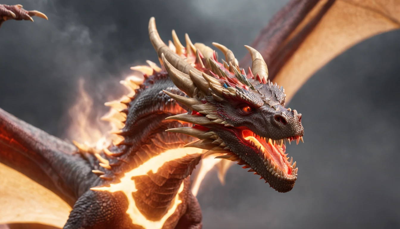 fierce dragon coming out for a crackling lightning vortex D&D style fantasy