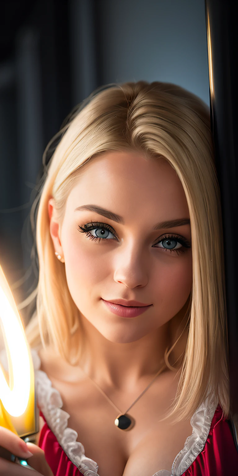 photo of a Russian girl, 20 Jahre alt, .RAW, gorgeous woman, (langes, gewelltes blondes Haar), ((portrait)), ((detailliertes Gesicht:1.2)), ((detailed facial features)), (fein detaillierte Haut), blasse Haut,Park, Londoner Riesenrad、One-piece with fluffy cleavage visible、Eine sexy(kalte farbe), feucht, Reflektoren, (Masutepiece) (perfekte Proportionen)(fotos realistisch)(best quality) (Detailliert) fotografiert mit einer Canon EOS R5, 50-mm-Objektiv, f/2.8, NffSW, (Grinsend) (Tapete) (filmische Beleuchtung) (Dramatische Beleuchtung) (scharfer fokus) (Gewunden) Mode,