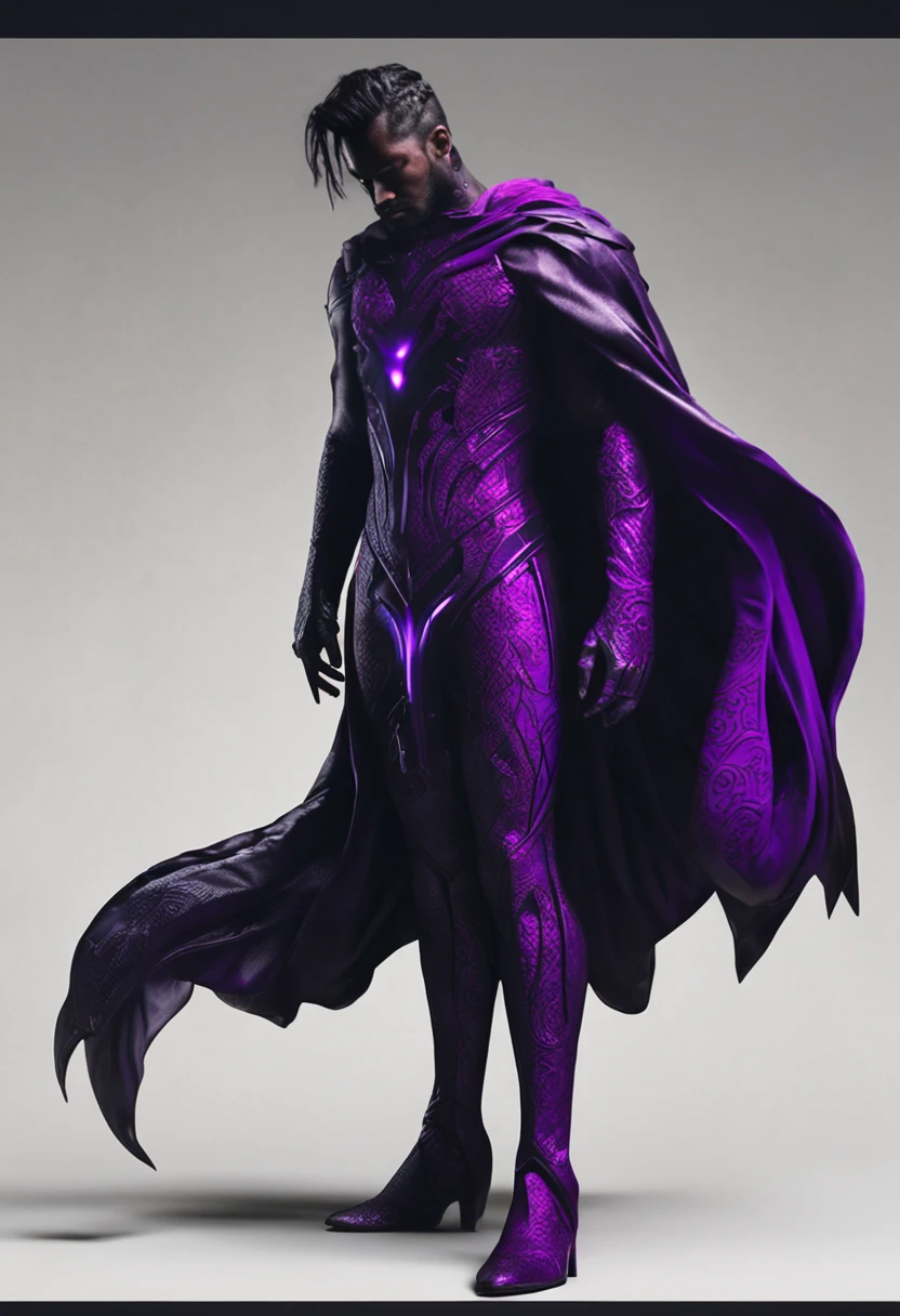 Standing,Gorgeous black robes in dark purple,man,The aura is powerful,Dark purple pattern