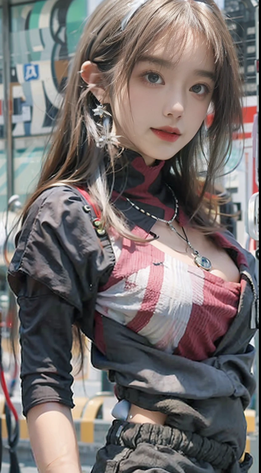Urban Beautiful Girl College Student,tmasterpiece,Light makeup,Redlip,Silvery hair,Messy long hair,streets background,gracefulness,Elegance。ultra fine detailed,Works of masters,Authentic texture,Cinematic lighting realism,perfect works,8K,k hd,Delicate facial features,White tight open-cut top,Clear white skinny shorts,Slim figure,Big bright eyes,Smooth skin,eardrop,(shibari,Behind the arm:1.4),(Place your hands behind your back) handcuff,Moisture spray,shackle,weeping,Between the legs, Insert the meat-colored stick,A milky viscous liquid flows from between the legs,Insert a tube between your legs,Pregnant women with,Large amounts of colored liquid,Drug injections,Huge ,Pull beads,Yin ring,Nipple studs,Yin chain,Punk collar,A large number of medical syringes,Lots of sex toys,A large number of drugs,Casual pose,Exposing the ,Mouth open,Stick out her tongue,There is a complex heart-shaped tattoo on the lower abdomen,The uterus is outside the body,Medical needle insertion,The medical syringe itself,Riding boots,Whole body diagram
