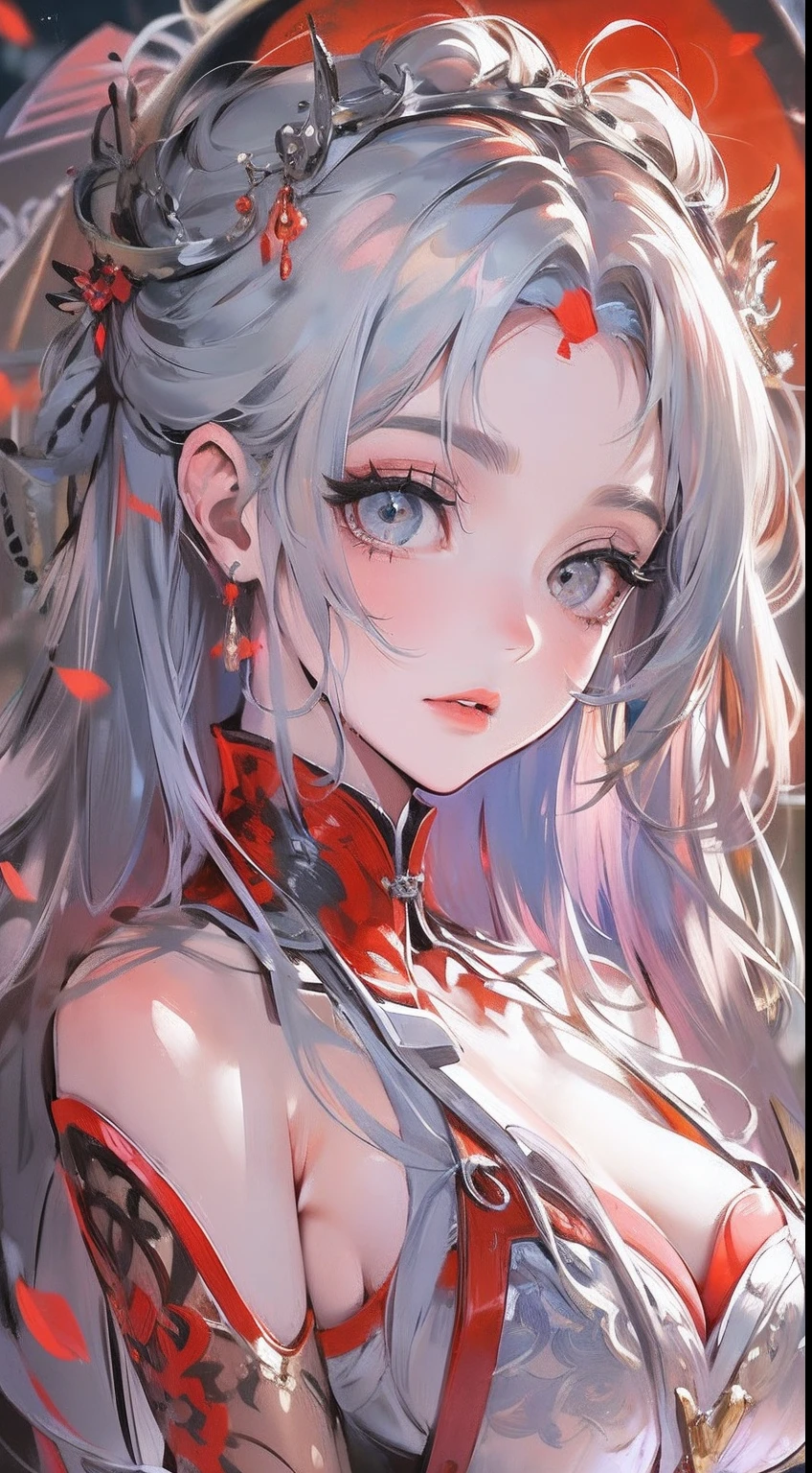 anime big breast,best qualtiy,Elaborate Eyes,hair black,blue color eyes,terroral,Antique long dress,big breasts enchanting,s the perfect face,perfect body figure