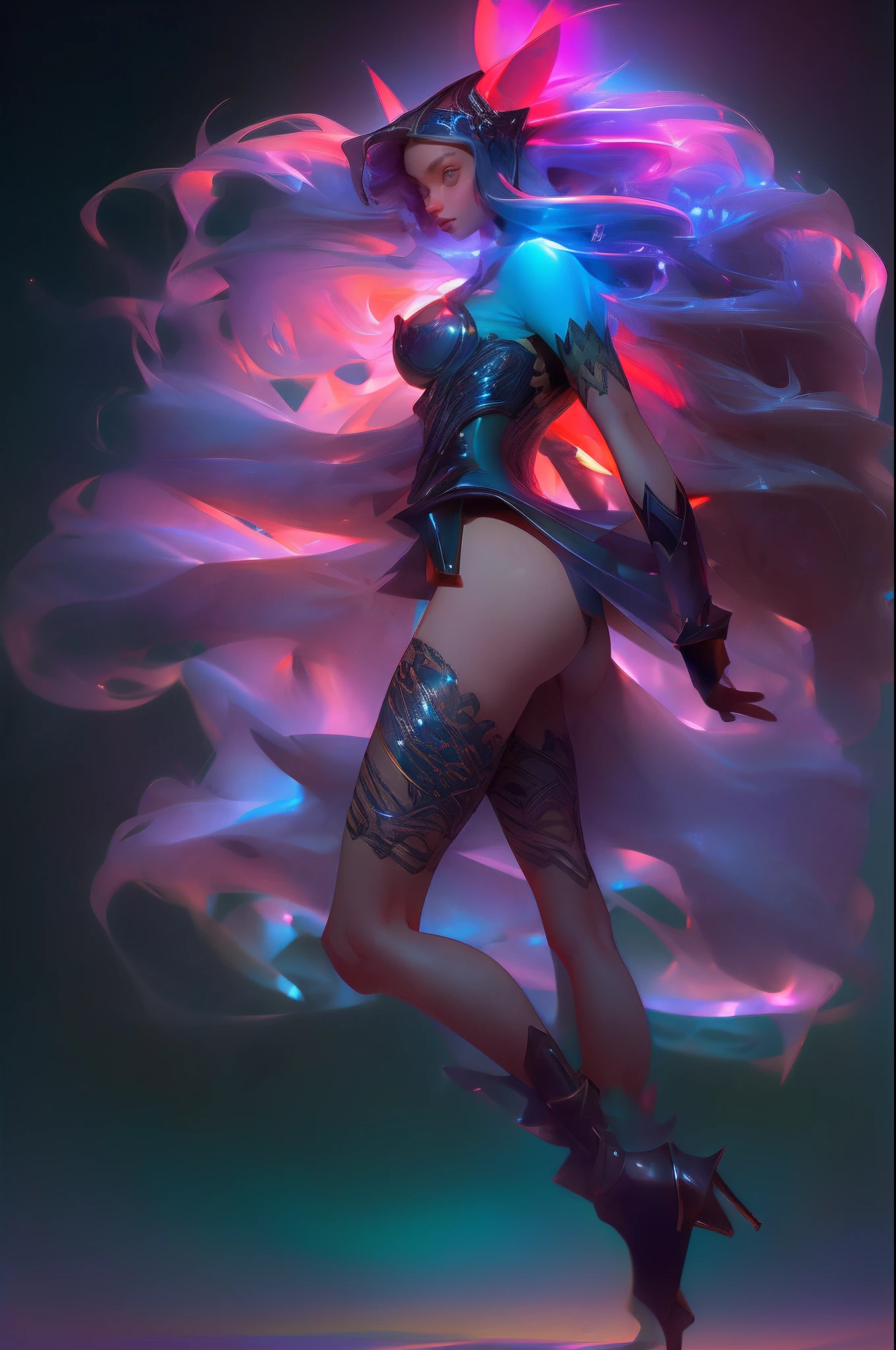 Elf Knight, (floating_long_hair:1.3), (detailed eyes:1.5), beauty face, cool vibe, fashionista pose, glowing glyphs, graphite, gold, unique, reflection, detailed texture, detailed pattern, (glowing aura:1.2), fantasy, fantastic, sharp, rainbow crystals, storm aura, floating:1.4, ((purple aura, green aura)), shine:1.3, (((looking viewer))), perfect anatomy, (tall body, beauty body), (chuppy body:1.4), (big_boobs:1.3), ((big_ass:1.4)), badass, ((revealing clothes)), nijistyle, green_glowing, full_body, Golden+Purle clothes, stylish, (masterpiece:1.2), (best quality), 4k, ultra-detailed, (dynamic composition: 1.4), layout art, (luminous lighting, atmospheric lighting), Final Fantasy style, magical, ((glove full hands)), fran, viera, helmet, revealing clothes, vambraces, armored legwear, high heels,