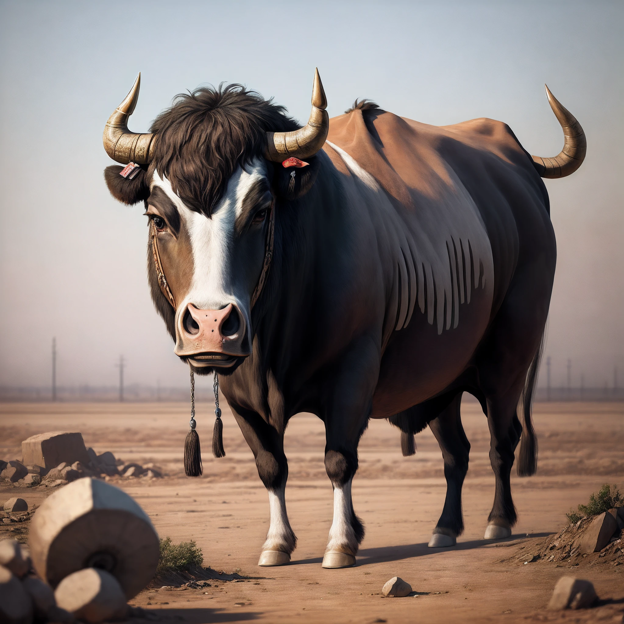 Simon Black Bull stood on the wasteland