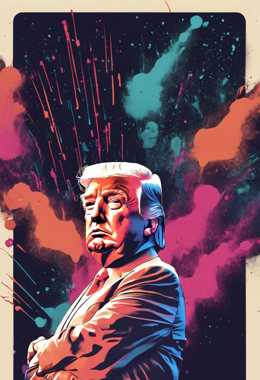 Donald ????? Facing the World and giving it the finger, with fireworks exploding in background