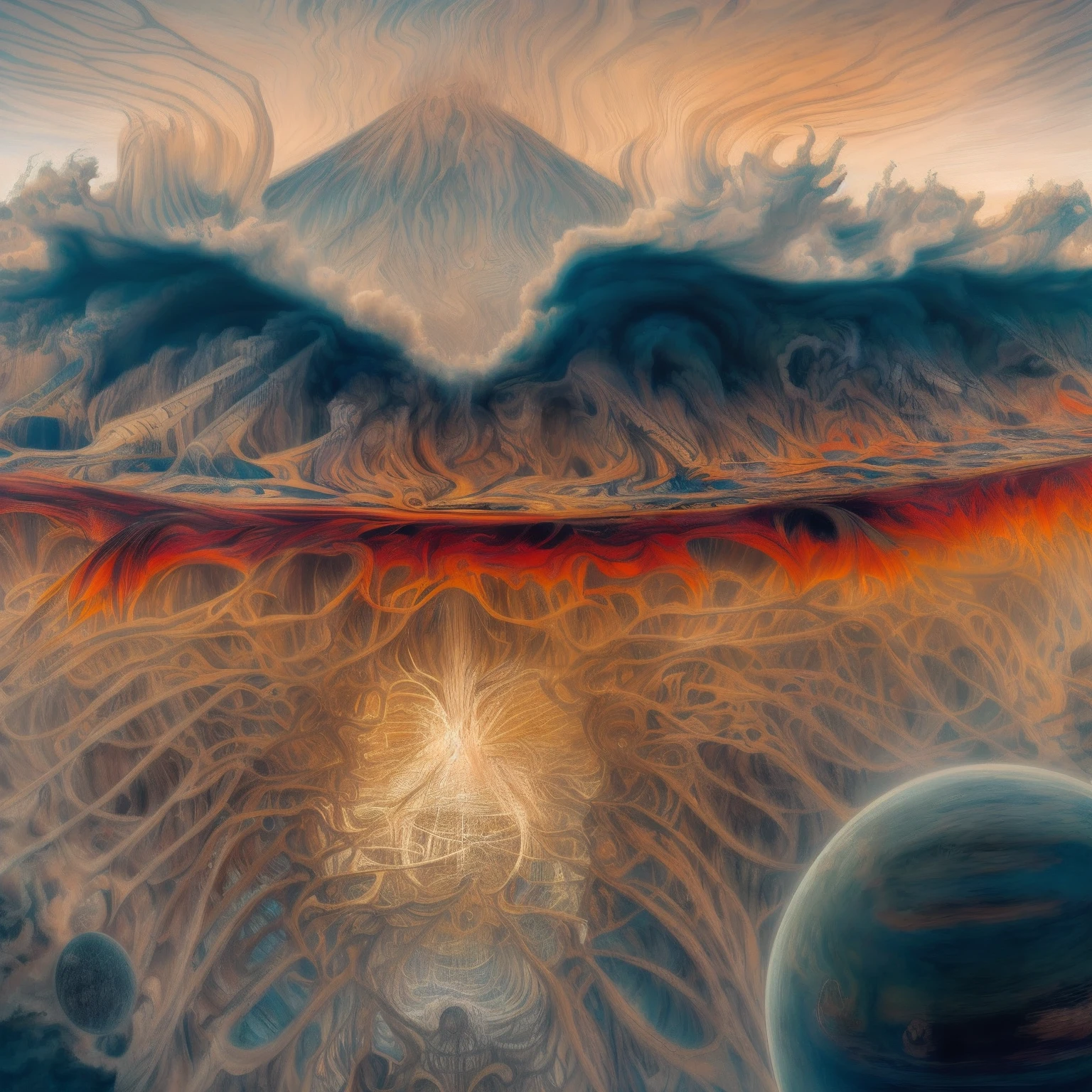 Abstract chaos，Anatomical diagram of Mount Meru's cosmic structure