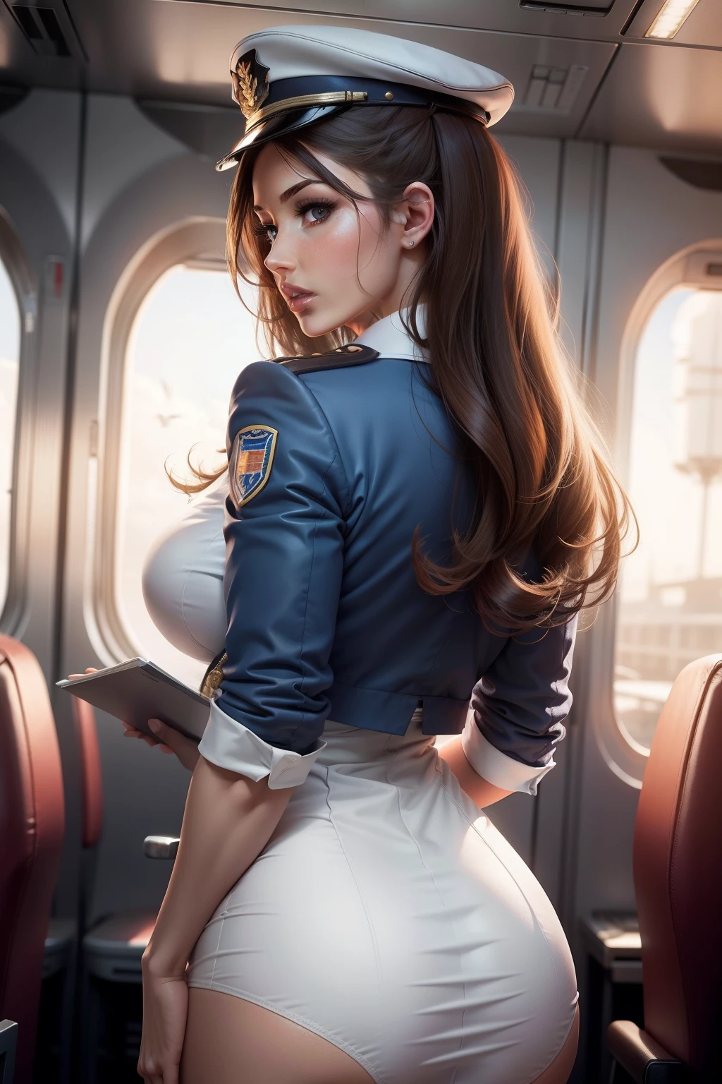 lucy pinder, back, portrait, air hostess