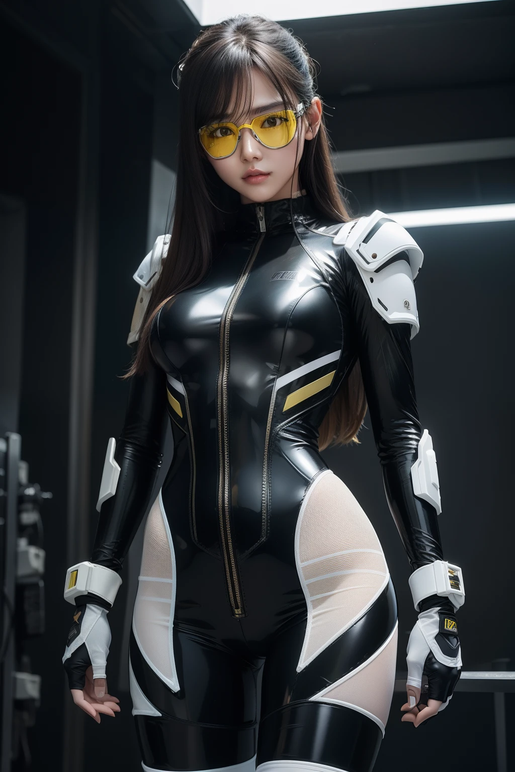 Light yellow transparent goggles,metal border,Only the upper half of the box。Eyes natural