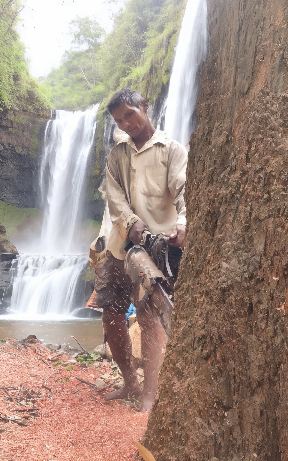background is big waterfall