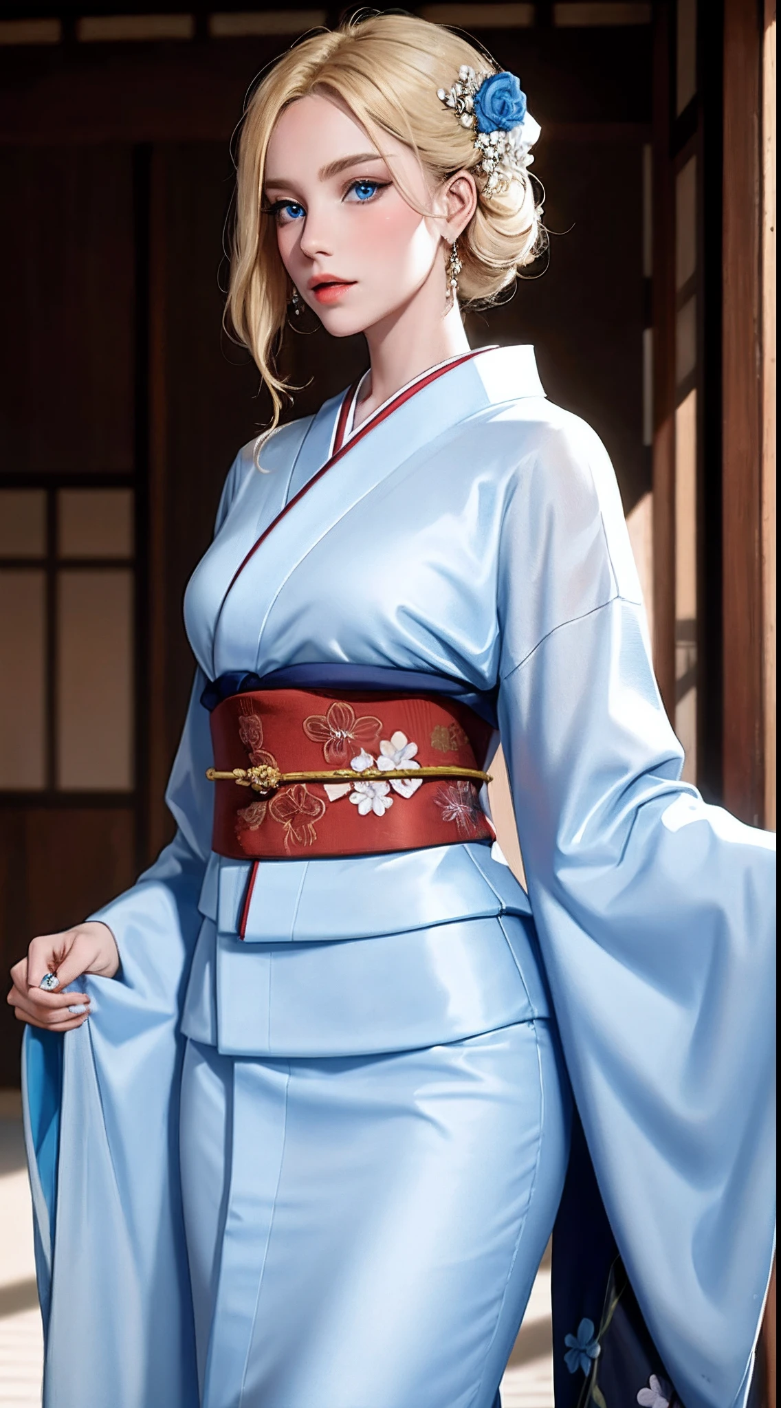 Kimono blonde hair and blue eyes