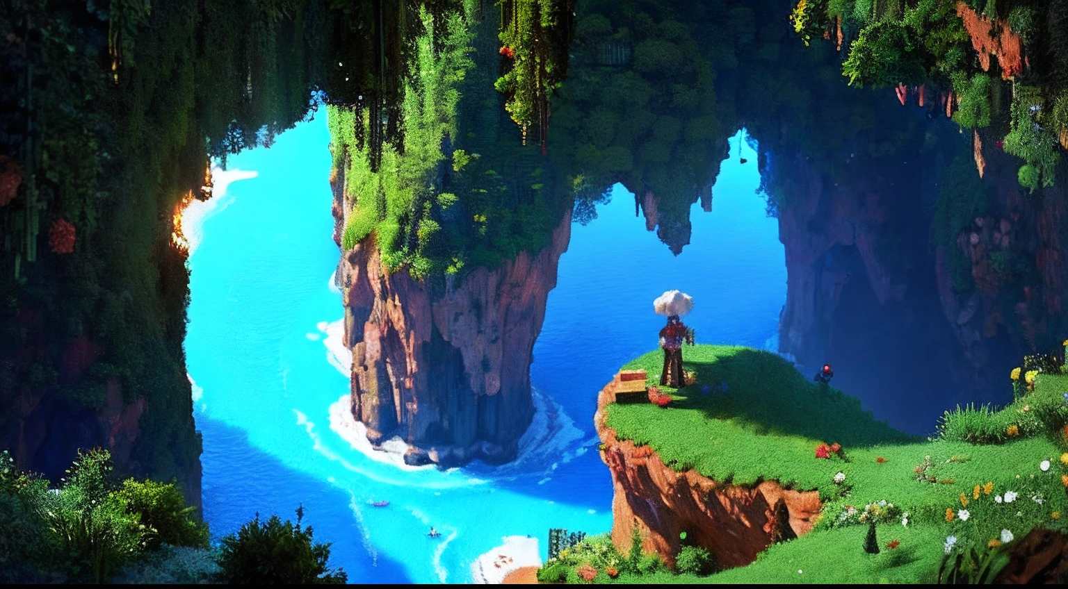 pixel game,scenography,fantastical scenes,a paradise, Pixel art #pixelart