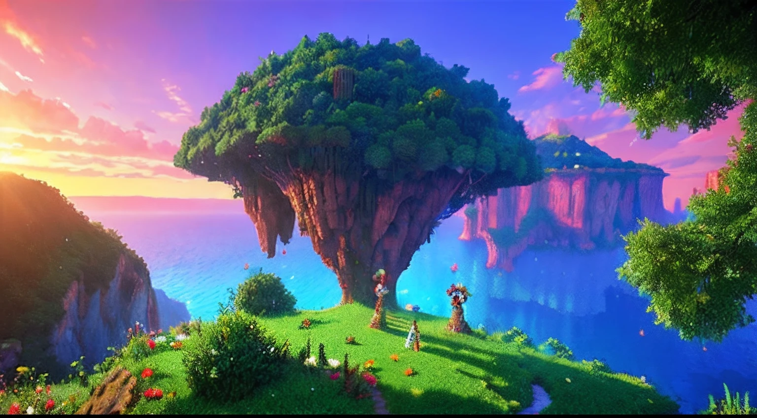 pixel game,scenography,fantastical scenes,a paradise, Pixel art #pixelart
