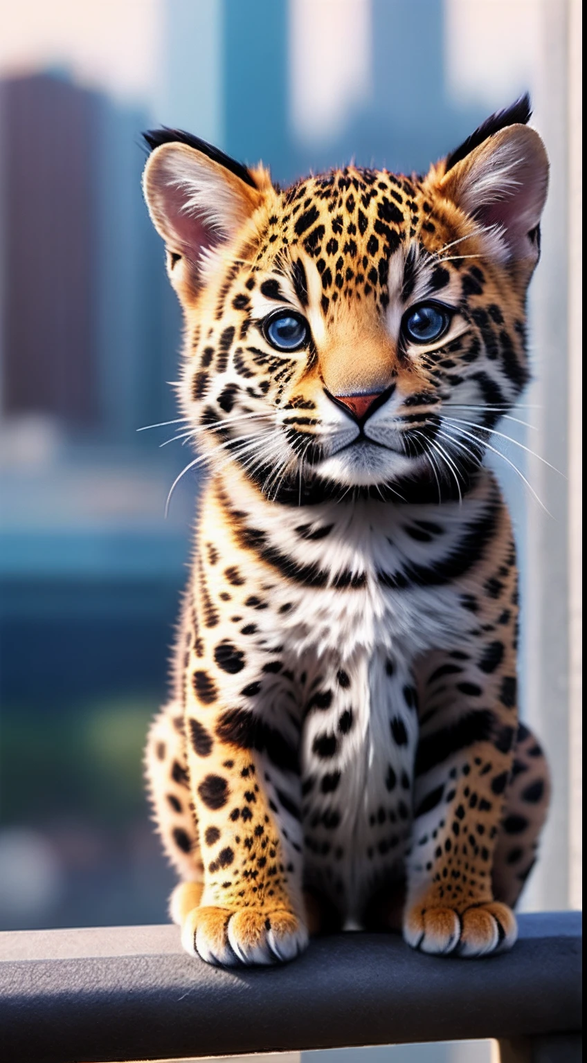 A cute Kawaii tiny hyper realistic baby jaguar, wearing hip hop clothes, city background. wide angle full body, 8k, Cinematography, photorealistic,epic composition Unreal Engine,Cinematic, Color Grading, Portrait Photography,Ultra-Wide Angle, Depth of Field, hyper detailed  _SamDoesArt2_, photorealistic, realistic, photorealistic, best quality, super high resolution, beautiful, masterpiece, best quality, perfect lighting, best quality, super high resolution, photo realistic, super detailed, masterpiece, best quality,