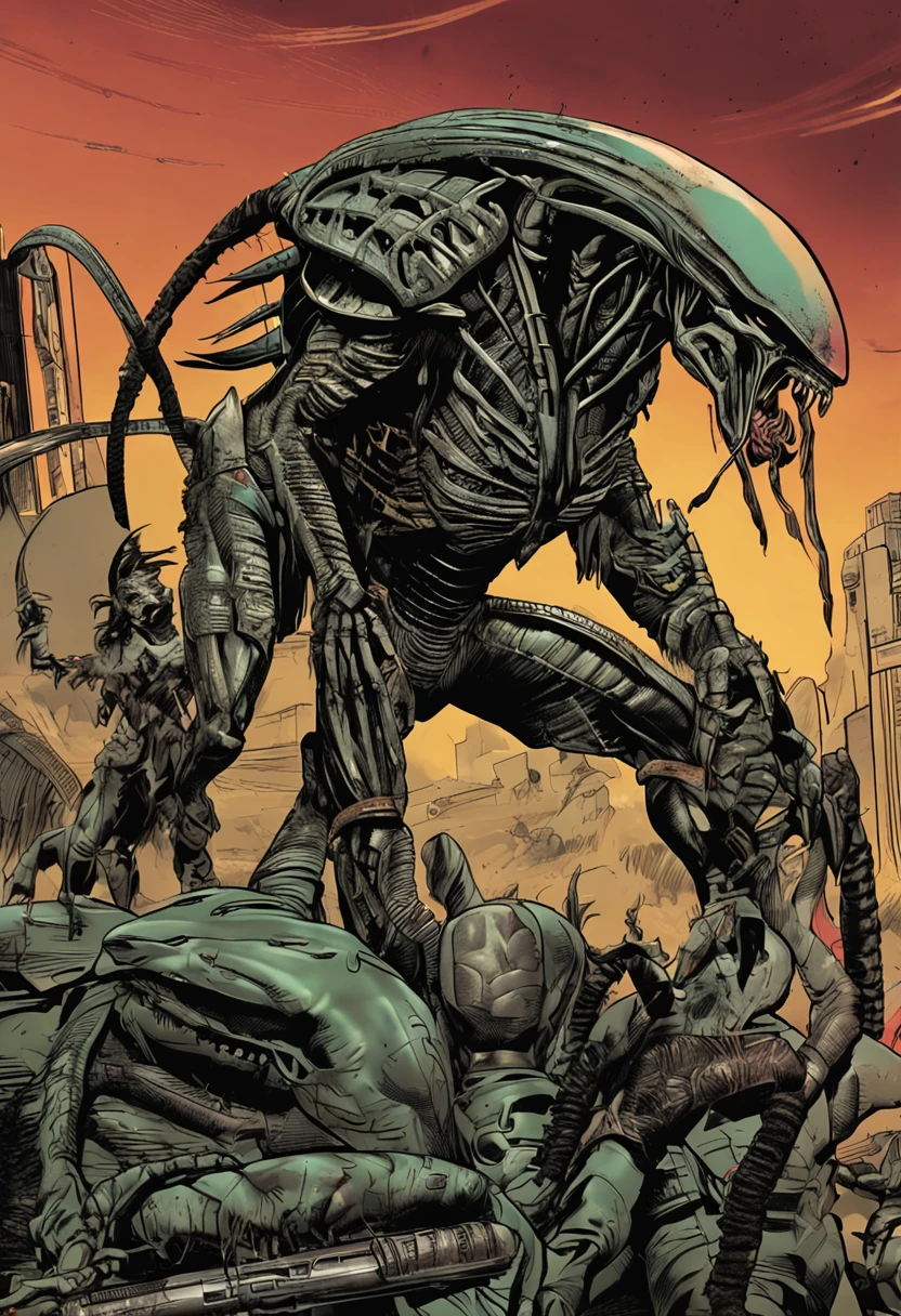 Alien vs Predator alien kill predator with bite