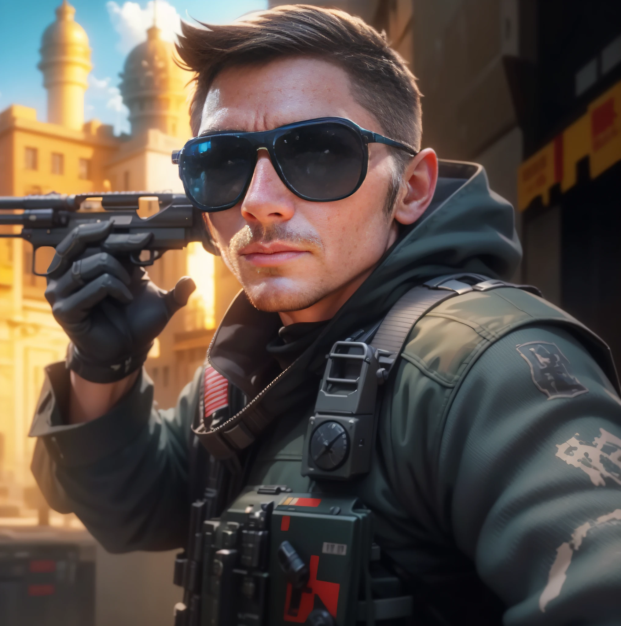 handsome man, very detailed special forces suit, (high detail sniper rifle), battlefield background, stereoscopic effect, 3D borrowing, (best illustration), (super detailed CG), digital painting, Milky Way eyes, ultra-definition, --ios 120, Meticulous expression, HDR, extremely high details, unrealistic engine, rich colors, Octane rendering, 8k, no human hands, high resolution