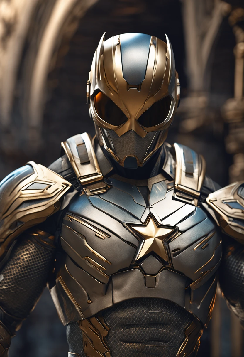 full body shot of captain america in white and gold armour style suit, no mask on, white cape, looking at center camera, perfect composition, beautiful detailed intricate insanely detailed octane render trending on artstation, 8 k artistic photography, photorealistic concept art, soft natural volumetric cinematic perfect light, chiaroscuro, award - winning photograph, masterpiece, oil on canvas, raphael, caravaggio, greg rutkowski, beeple, beksinski, giger, trending on artstation, sharp focus, studio photo, intricate details, highly detailed, night city background, by greg rutkowski