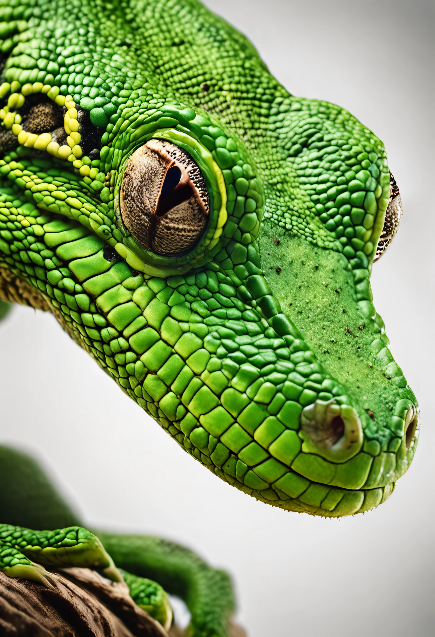 High nation-geographic symmetrical close-up portrait shoot in green jungle of an expressive lizard, anamorphic lens, ultra-realistic, hyper-detailed, green-core, jungle-core –ar 16:9 –q 2 –v 5