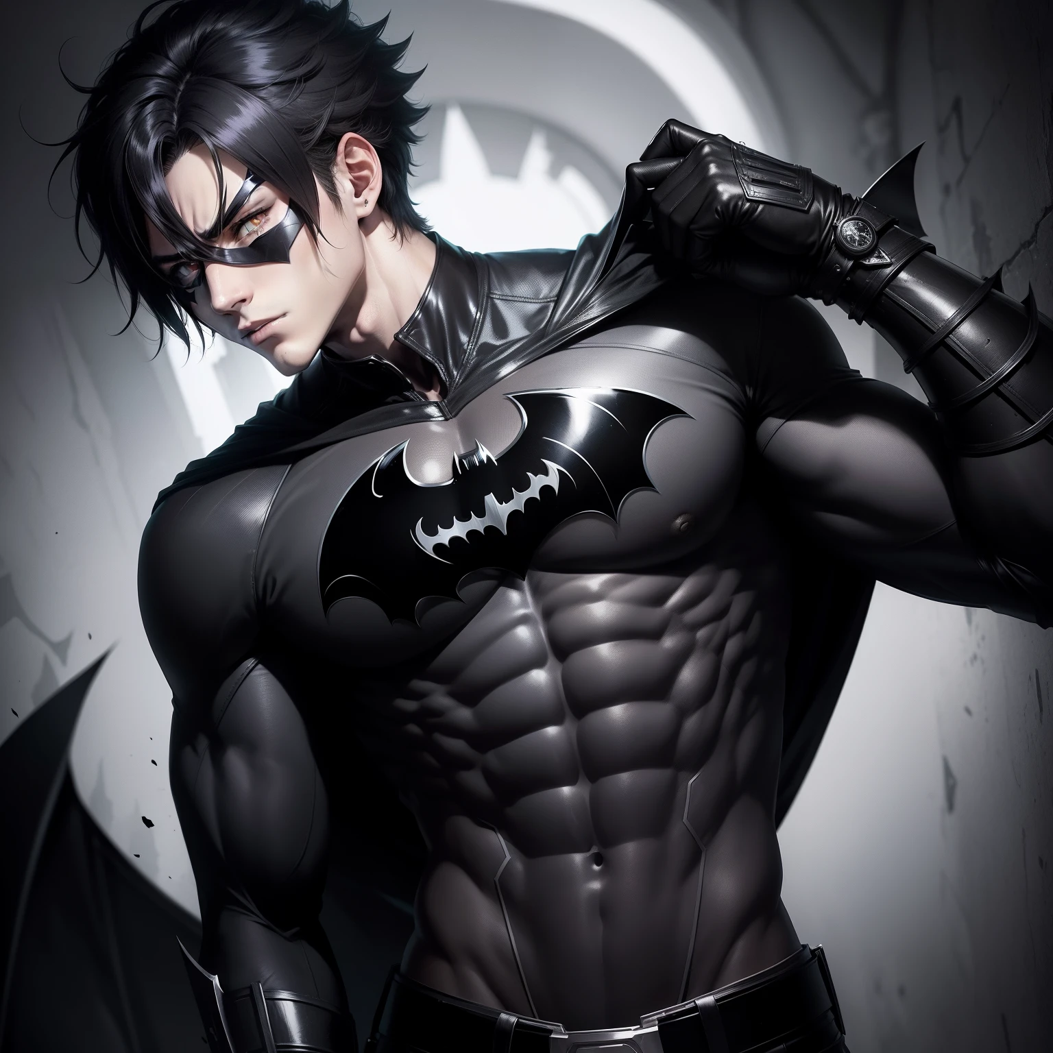 Sasuke Uchiha como Batman, extremamente realista, 8k