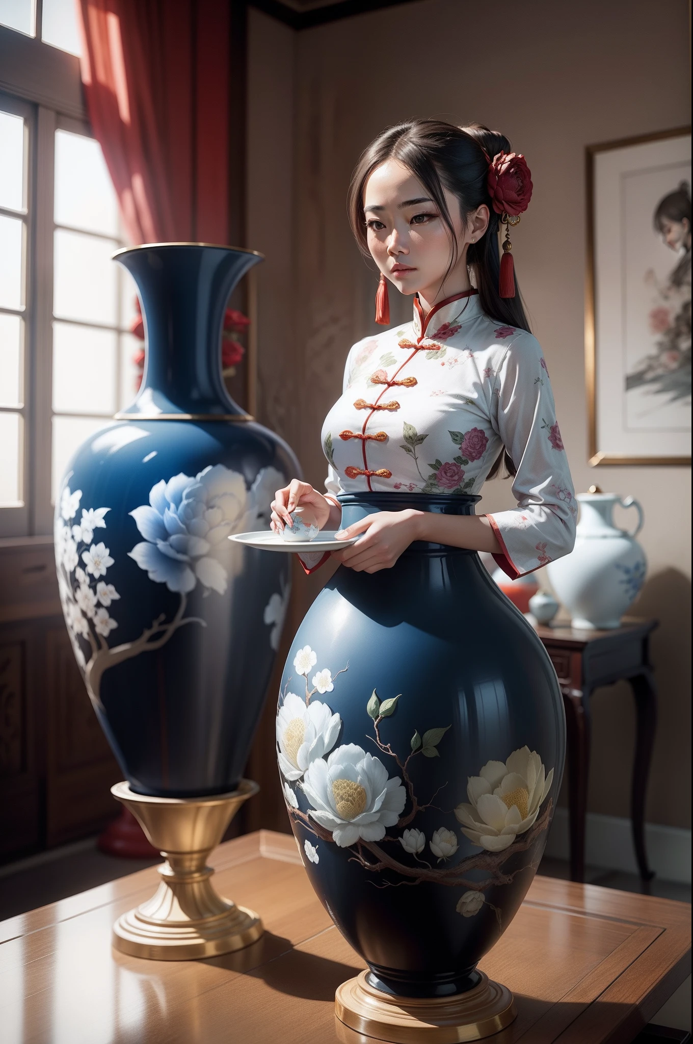 Chinese porcelain，vases，woman