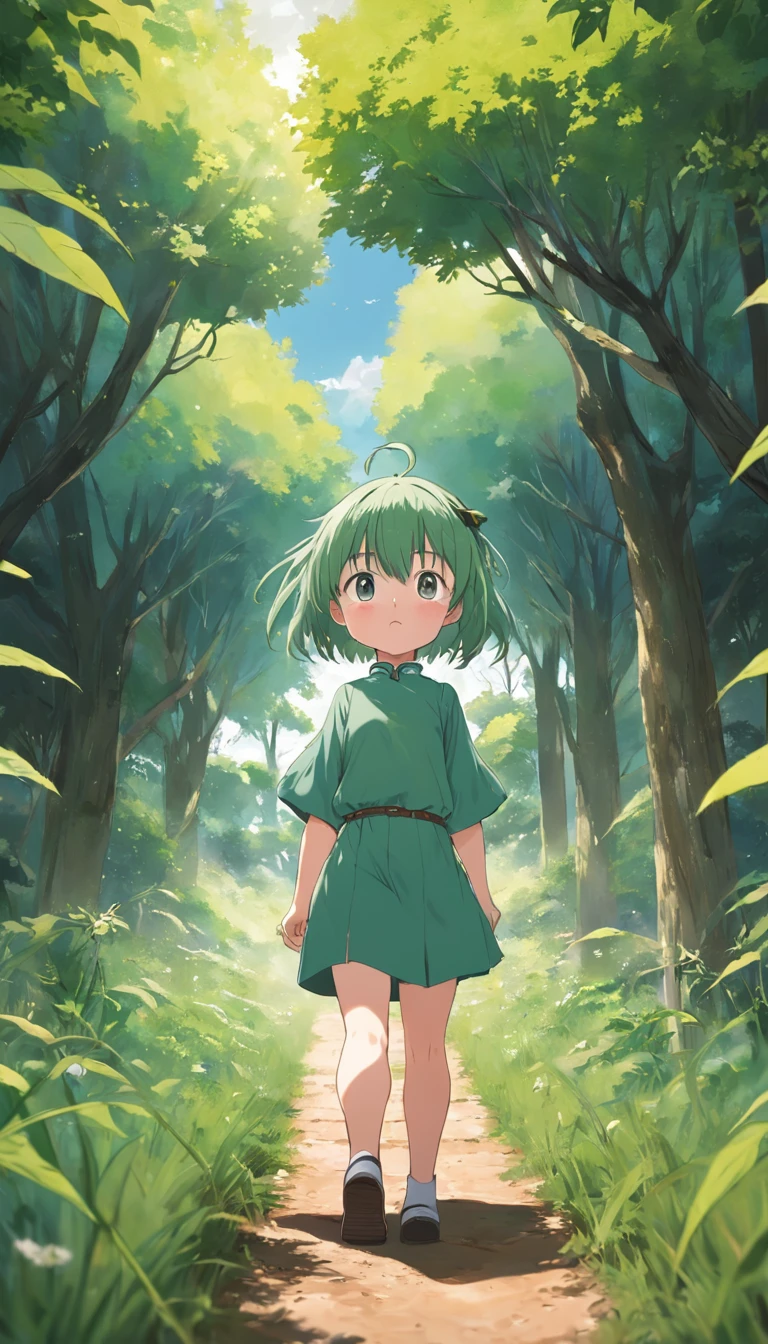 yotsuba to, perspectiva frontal, en un campo de trigo