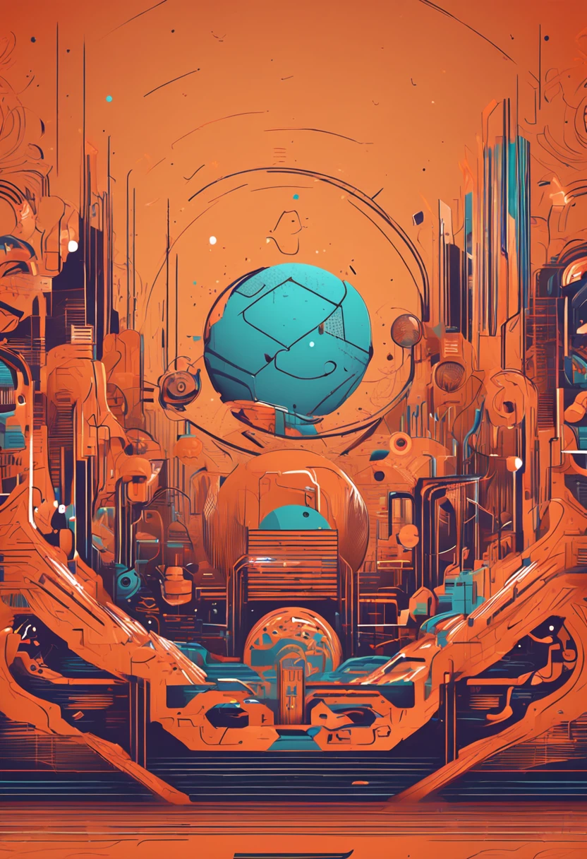 "A unique creative vector style dominated by orange,Abstract logo design that captures the essence of memory technology and artificial intelligence"