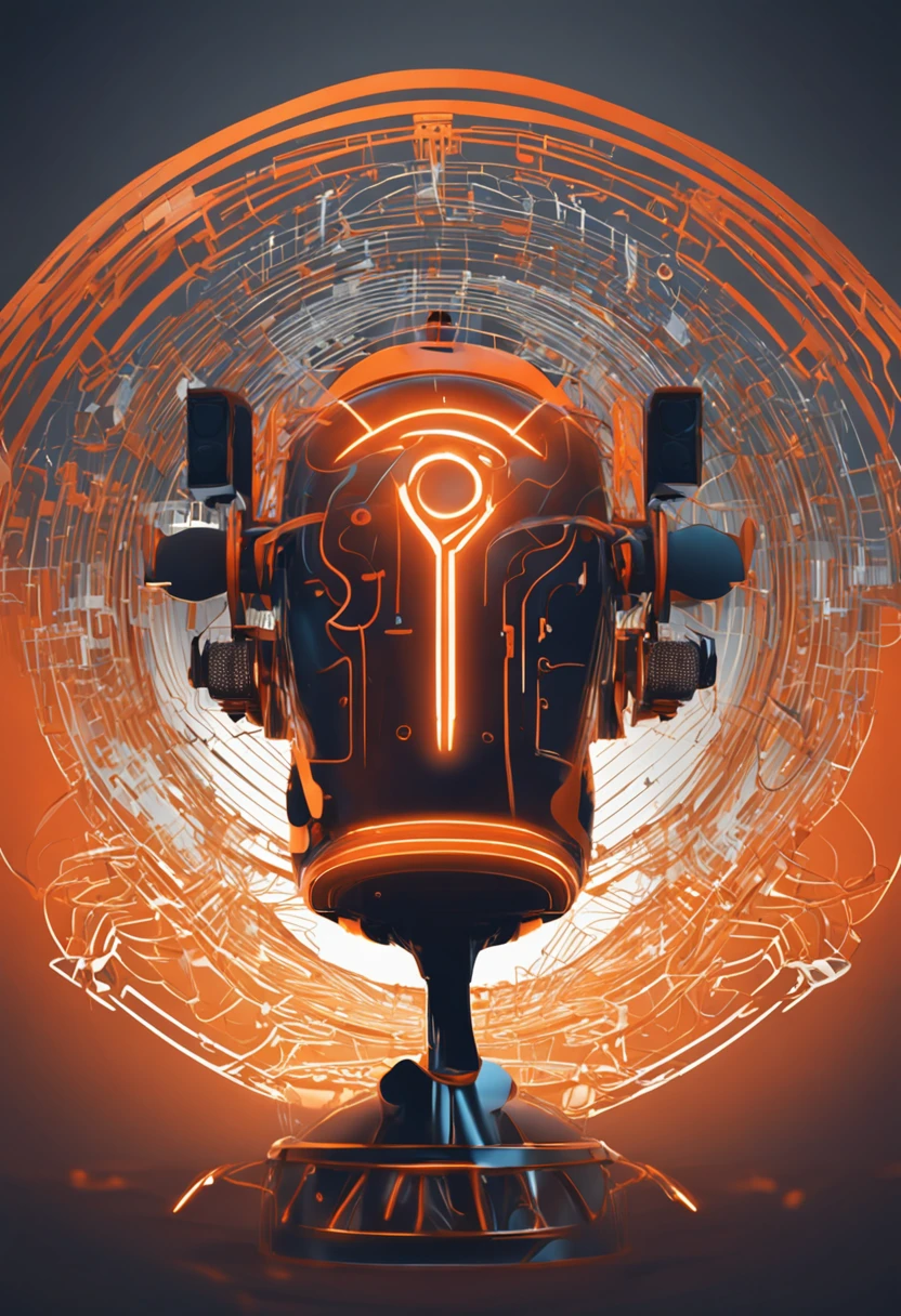 An abstract logo design that captures the essence of remembering technology and artificial intelligence, with a unique and creative vector style, using orange color