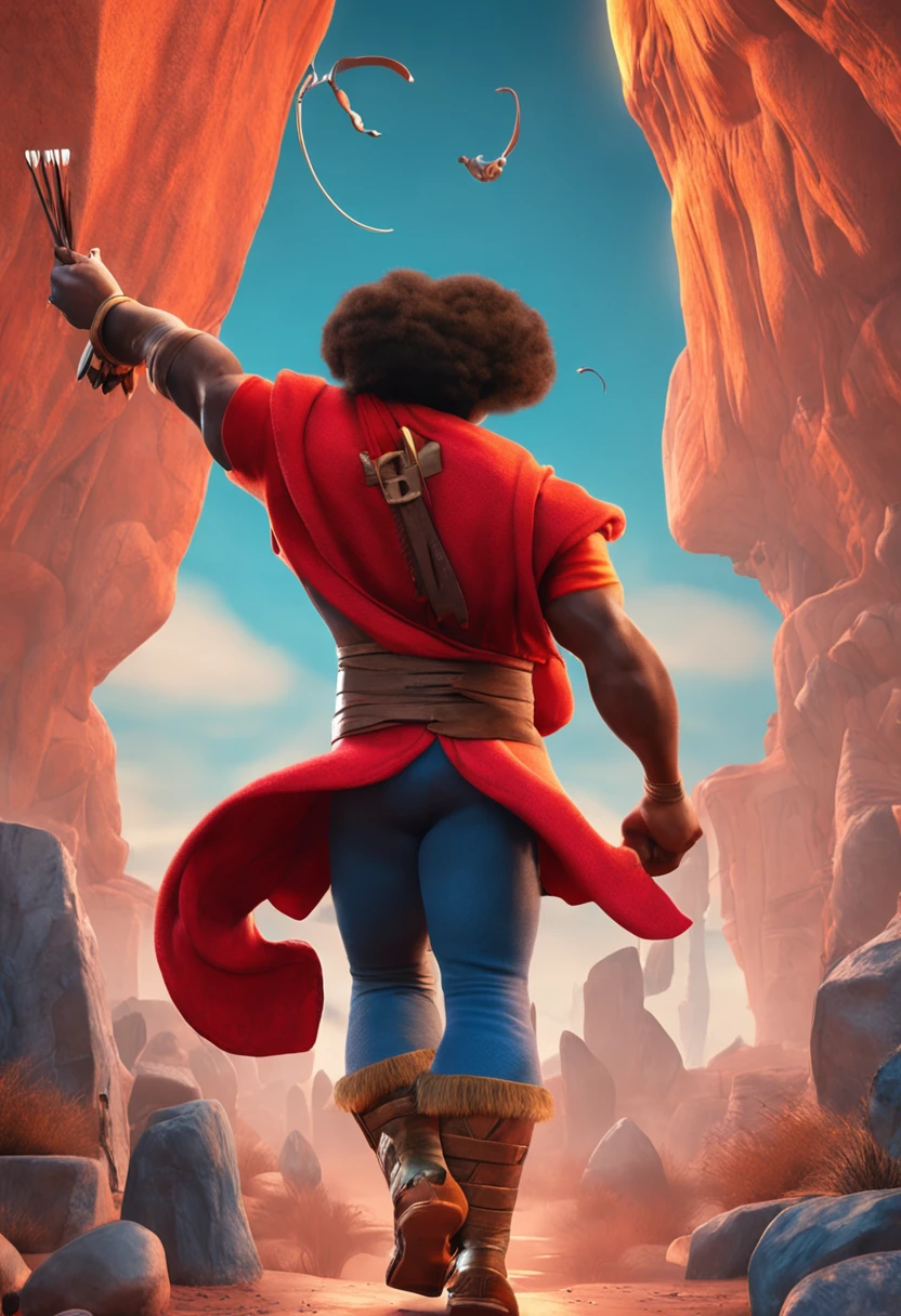 imagine Uma versao animada em 3D no estilo da Pixar realista de Foto de arte mais bonito do mundo, Xangó , The African Orisha, homem forte,roupas vermelha ,Orisha of the duality of the men of Thunder ,vermelho, vestindo um ade detalhado e intrincado, olhar suave, cosmic god,impressionismo,Afrofuturista