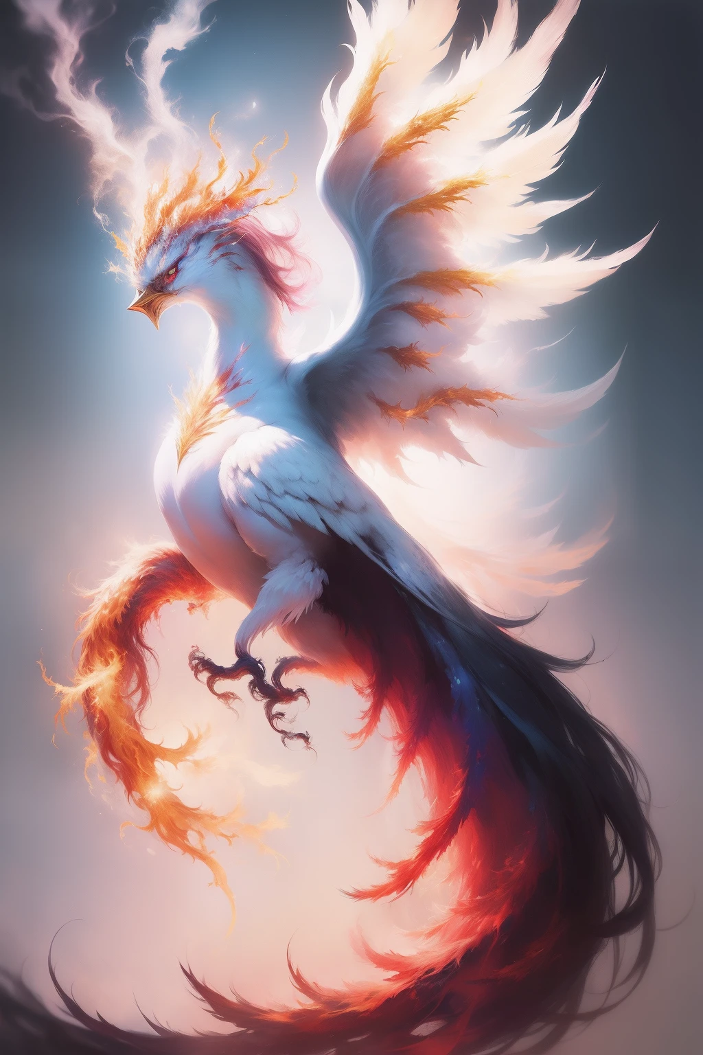 (((The Great Phoenix))),wonderland,((White mist)),A girl