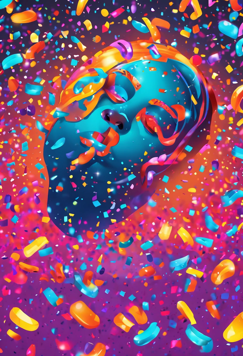 Be the change you want to see in the world, Colorful, Glowing, Happy face, Paint stripes, droplets, Glowing confetti
