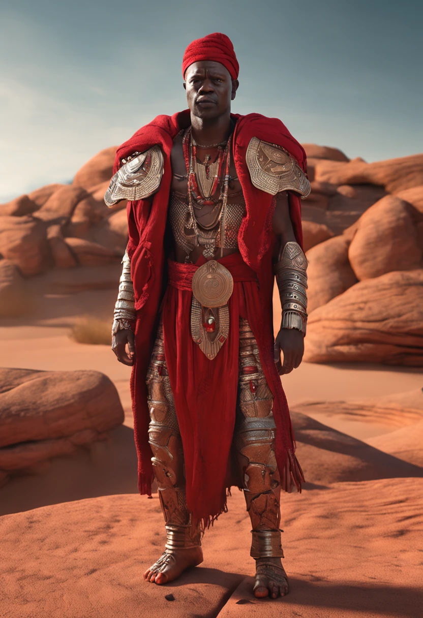 imagine Uma versao animada em 3D no estilo da Pixar realista de Foto de arte mais bonito do mundo, Xangó , The African Orisha, homem forte,roupas vermelha ,Orisha of the justice of the men of Thunder ,vermelho, olhar suave, cosmic god,impressionismo,Afrofuturista