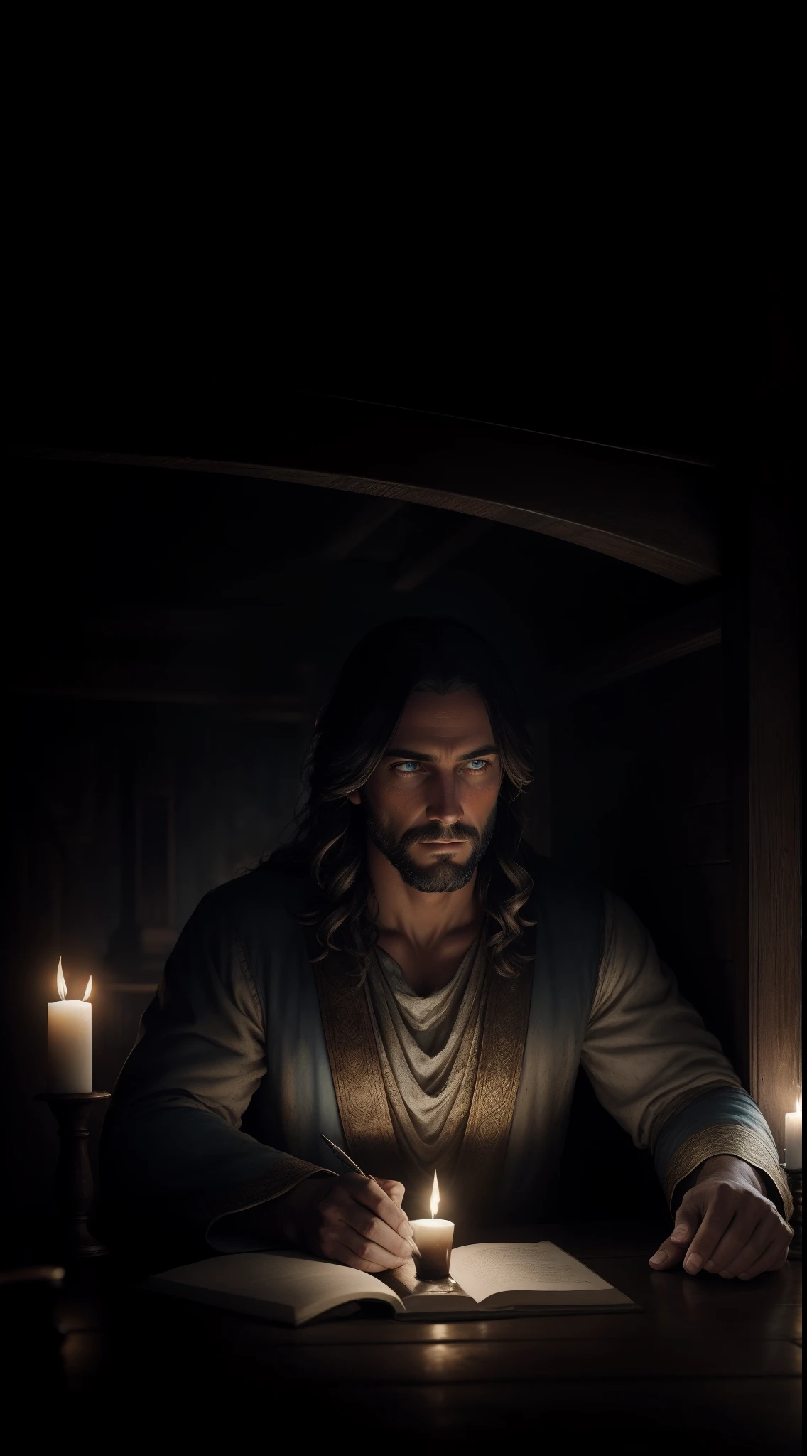 JESUS CHRIST sitting next to an old boat Dark photo: realistic epic, soft cinematic portrait, adobe lightroom, photographic lab, highly detailed, faded, art by Greg Rutkowski and artgerm ,neutral colors: 1,2), (hdr:1,4) , (soft colors:1.2), hyperdetailed, (artstation:1.4), cinematic, warm lights, dramatic light, (intricate details:1.1), complex background, (rutkowski:0.66), (blue and orange:0.4)