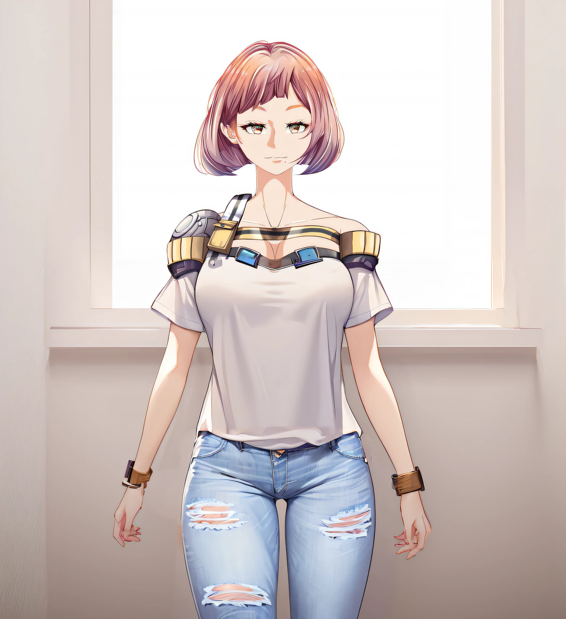 (((masterpiece))), (((best quality))), ((ultra-detailed)), (highly detailed CG illustration), ((an extremely delicate and beautiful)),((wearing blue jeans:1.5))