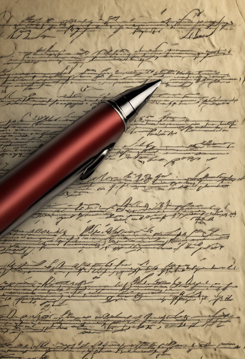 a pen writing on a parchment, 8k, realistic image, in details