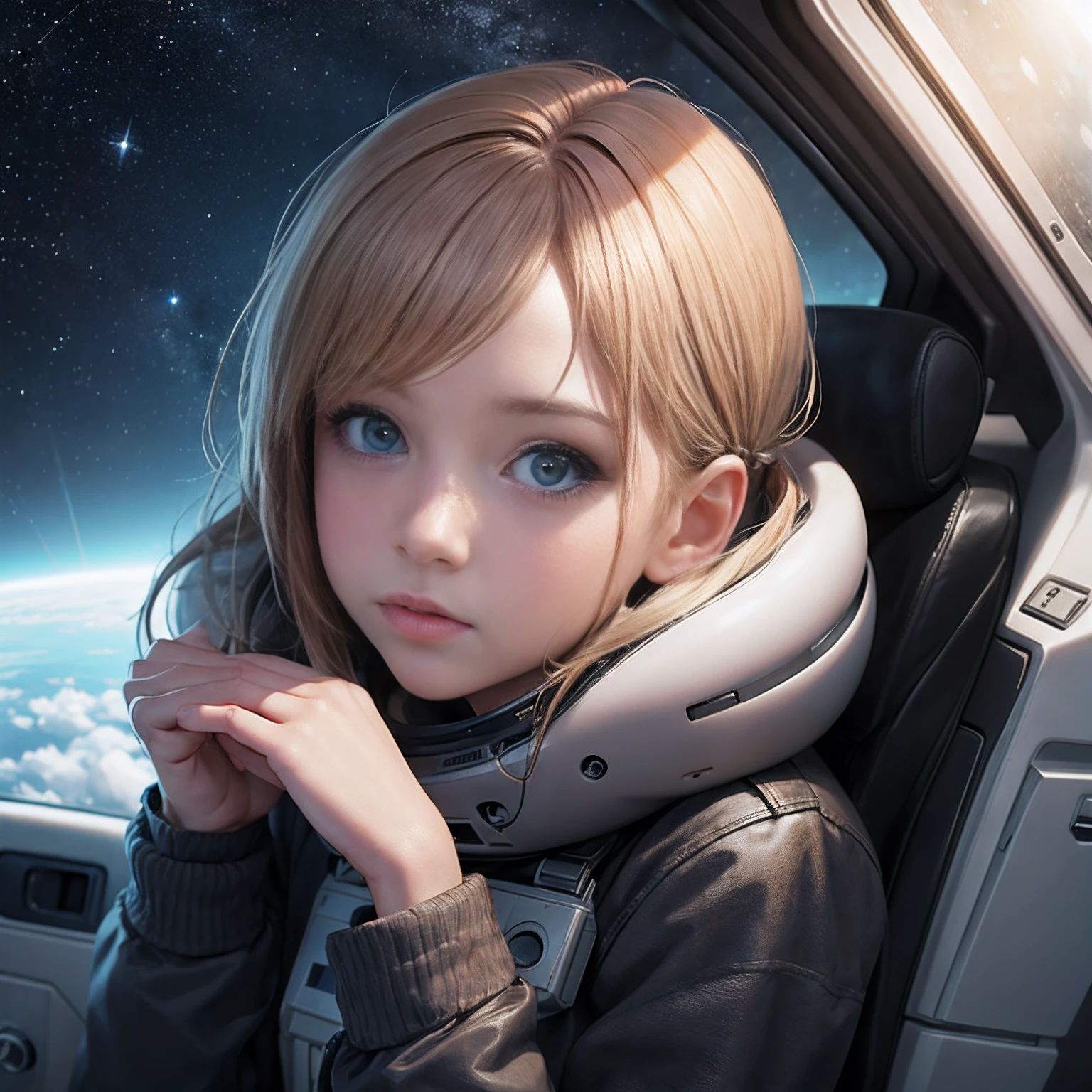 photo, 1girl, interstellar, realistic, realism, real