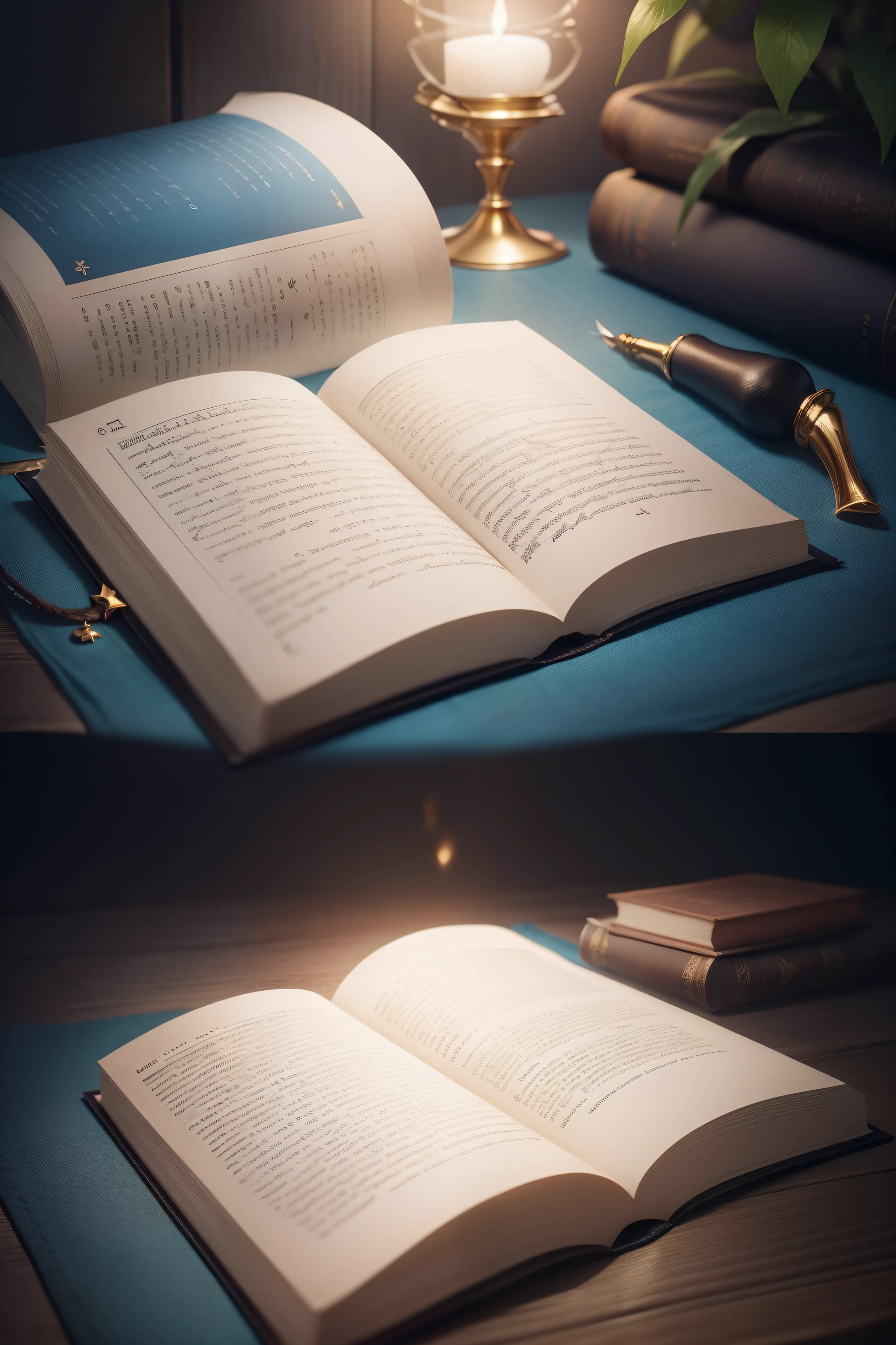 A capa pode apresentar um fundo que mistura tons de azul profundo e dourado, evocando um ambiente sagrado e inspirador. No centro da capa, you may want to include a stylized illustration of an open Bible, with pages turning slightly, suggesting exploration and discovery. About the pages of the Bible, Selected phrases from the video can be highlighted in an elegant and eye-catching font, como "Thou shalt love thy neighbor as thyself" e "Tudo posso naquele que me fortalece."
Around the Bible, visual elements that refer to spirituality, como uma aura suave de luz, an aged scroll or even some doves symbolizing peace, podem ser adicionados para aumentar o apelo visual. Na parte superior da capa, The title "Exploring Impactful Phrases from the Bible: Inspiration and Wisdom" pode estar em uma fonte sofisticada e destacada, with nuances of gold to emphasize the importance of content.