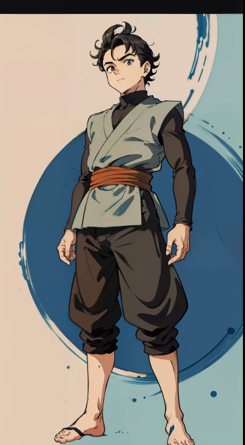 ((1garoto)) jovem, menino, masculino, cabelo marrom, cor marrom dos olhos, desenho, anime, ((master part)) 4k, ((Estilo anime)) ((arte conceitual)) corpo inteiro, Standing