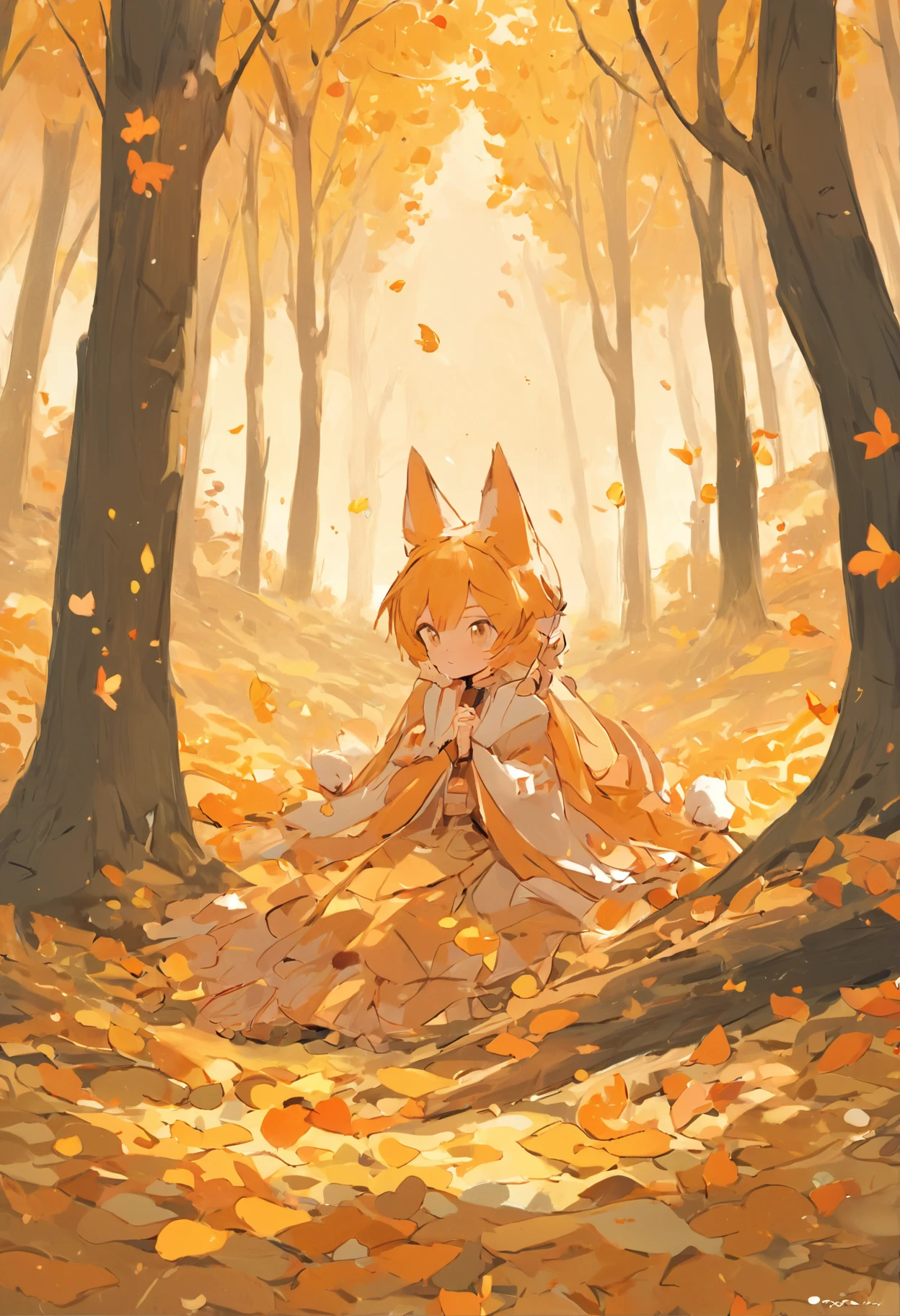 Hello! Gostaria de solicitar um desenho de capa com uma raposa em tons de outono. The scene should convey the cozy and serene atmosphere that characterizes this season. Here are some specific details I'd like to include: Raposa: A raposa deve ser o foco central do desenho. She can be in a quiet position, talvez sentada ou deitada folhas secas. Certifique-se de que os detalhes da raposa, como sua pelagem, Eyes and Expression, sejam realistas e cativantes. scenecy: The scenery around the fox should reflect autumn. Use cores quentes e terrosas, como tons de laranja, marrom e dourado. Add fallen leaves to the ground and on some trees. You can represent some trees in the background, com folhas caindo suavemente. Atmosfera: I want the design to convey a sense of tranquility and harmony with nature. Pense em como a luz do sol de outono pode criar sombras suaves e realces dourados nas folhas e na pelagem da raposa. Detalhes Extras: If possible, adicione pequenos detalhes que evocam o outono, like pumpkins around, branches with nuts or other elements that you find appropriate. Por favor, Consider these instructions when you create your drawing:. Feel free to use your creativity and artistic style, mas tente incorporar esses elementos para capturar a beleza do outono. Thank you in advance for your work!
