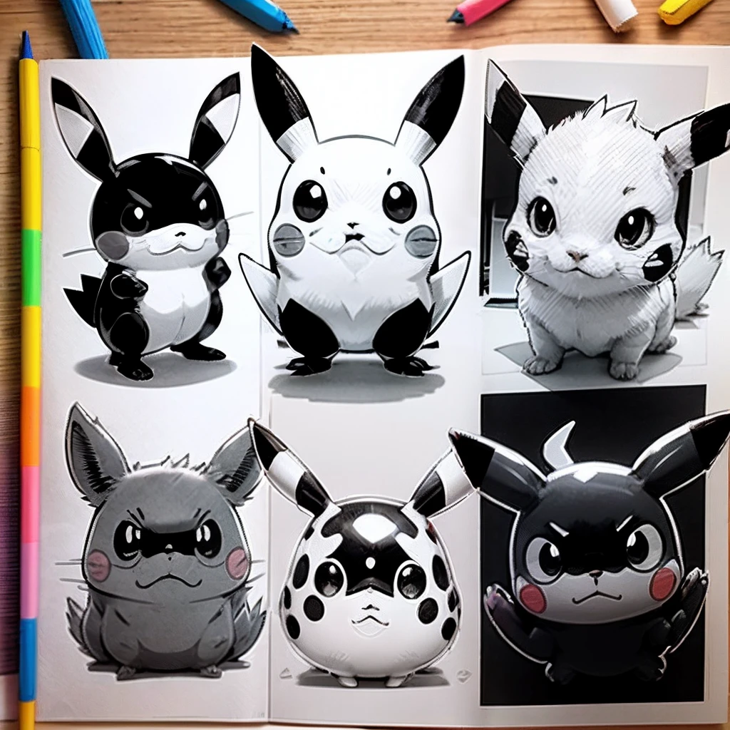 page of colorbook for children, pokemon, black and white , pikachu image for coloring for children --auto --s2