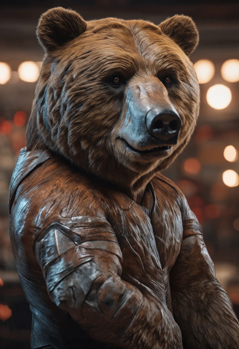 Crie uma foto visualmente impressionante e cativante de corpo inteiro de um touro e um urso, with a deadly and powerful presence. O estilo de arte deve ser fotorrealista, with ultra-high resolution (8k) to enhance every intricate detail and provide an immersive experience. Seek inspiration from contemporary artists. Camera photography should be dynamic and full-bodied, Mostrando a forma elegante e musculosa . Try lighting techniques that add a sense of danger and intensity to the character. The artwork should be a digital illustration rendered in very high detail.