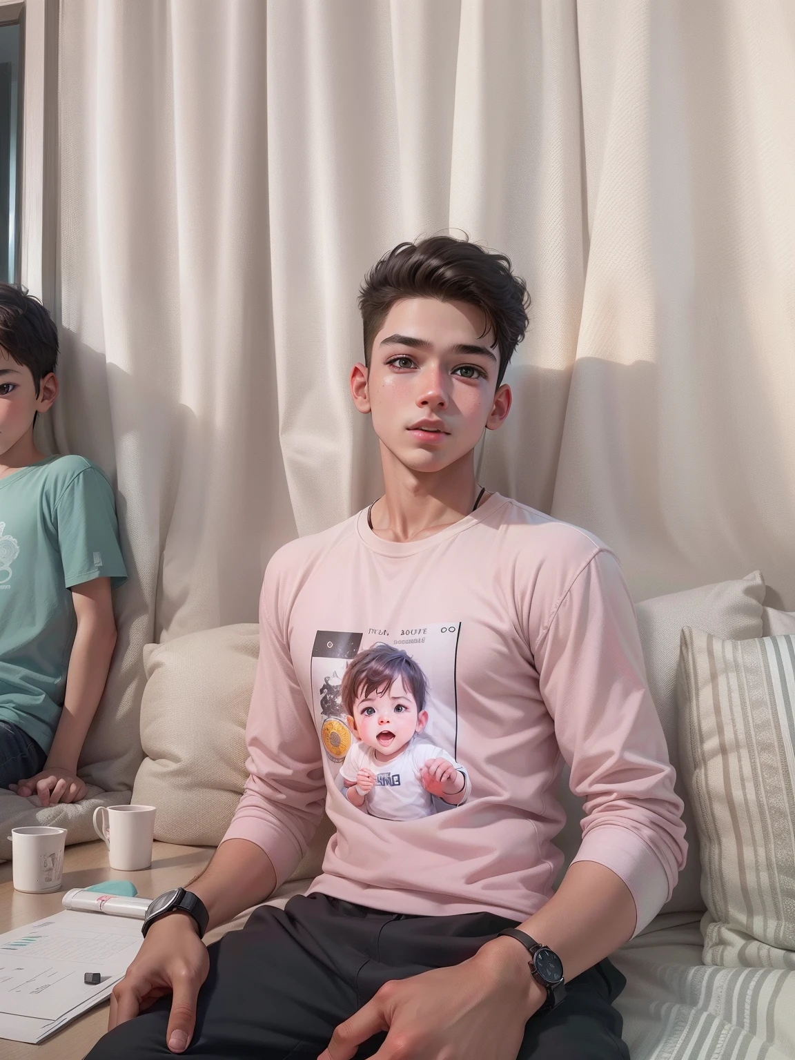 Create baby face of this boy present in the image realistic real hd
