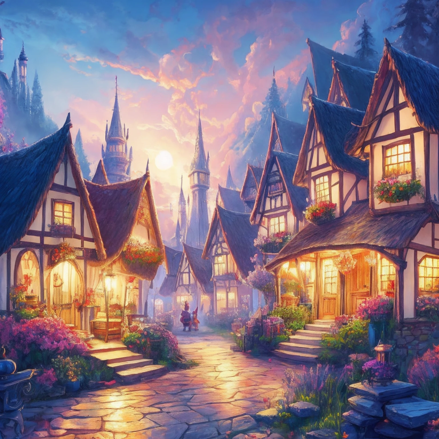 A house of candy in the fairies village, fantasy, magical, mysthical, wallpaper, printable --auto