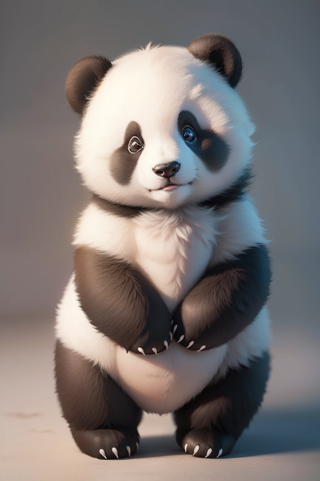 Fluffy panda bear, realistic,