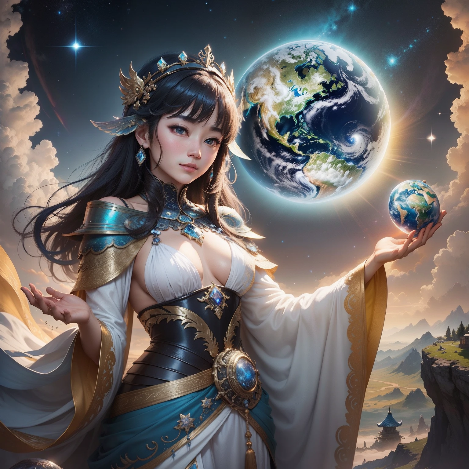 The Creator、Iridescent blue sky、universes、Beautiful steppe、Mysterious art、Mystery of the sky、Fantasyart、Distant sky、Lumiere、Shines、Inner peace、Dedicating the Earth