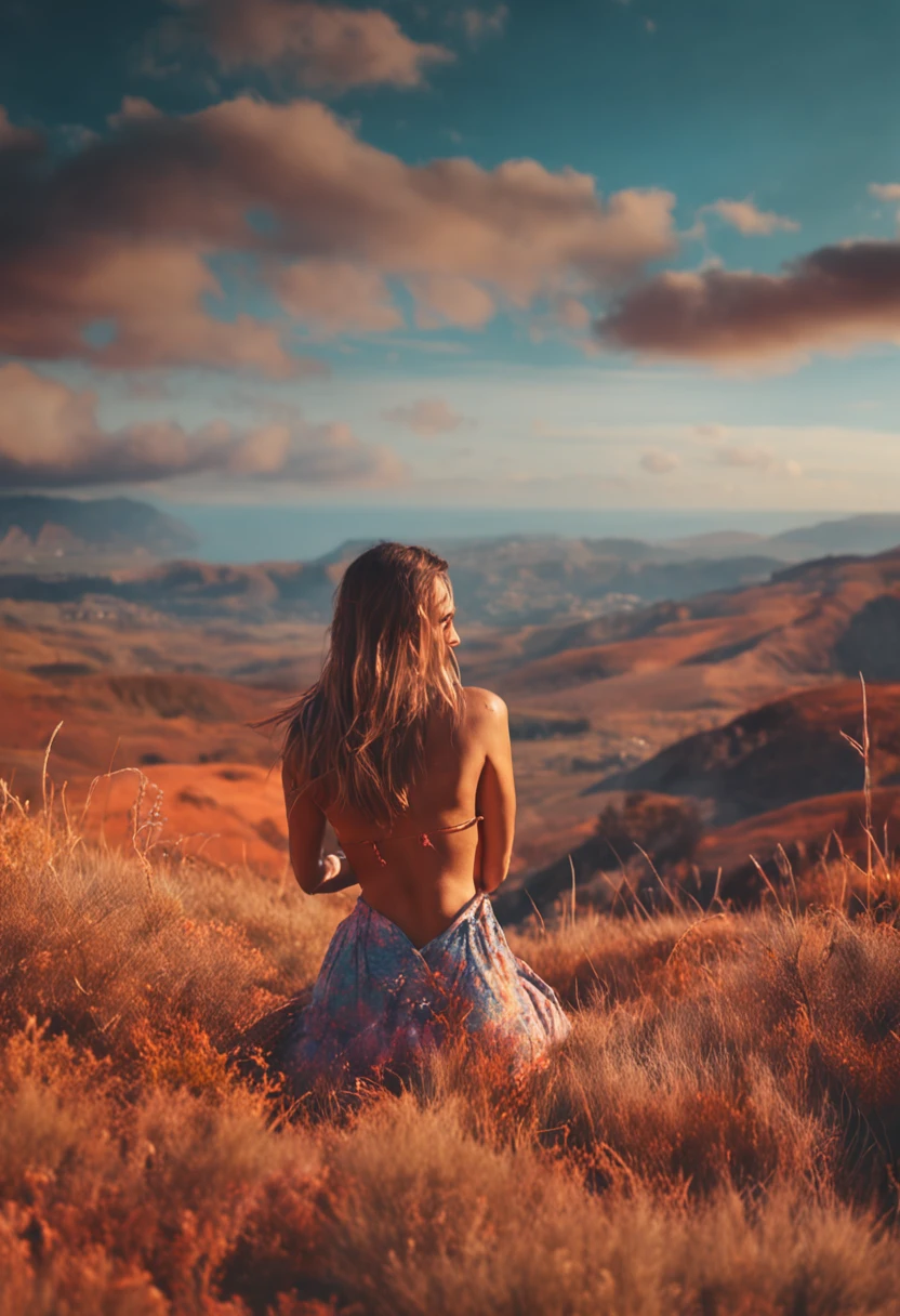 (a beautiful girl:1.2), naked girl, captivating smile, picturesque landscape, Portugal scenery