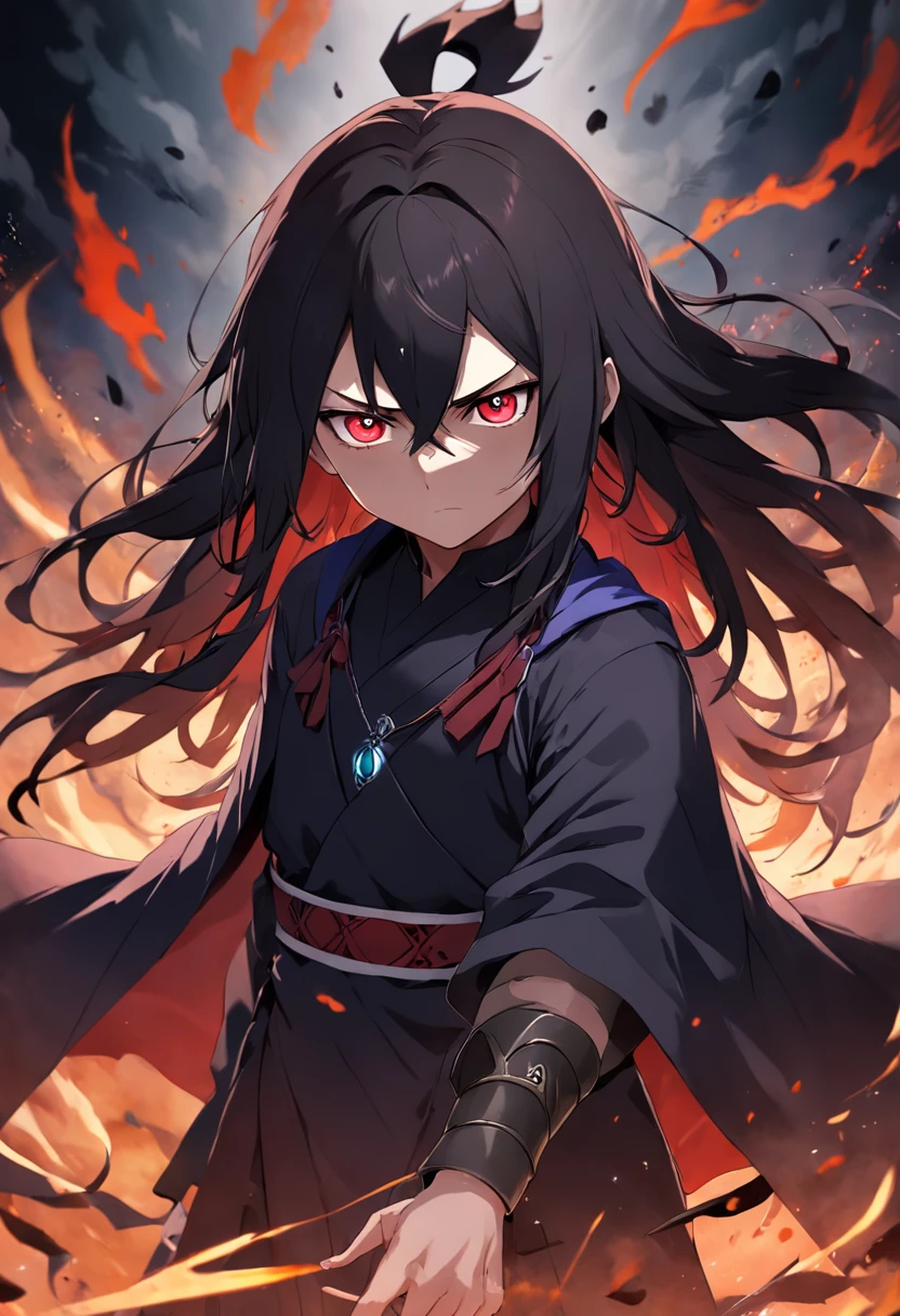 (Master parts, Best quality, high resolution,granulated:1.2),
sunder (Uchiha Itachi:1.3), Long hair,Forehead shield, ninjartist, cloaks, High laryngeal, jewely, choker necklace,brunette color hair ,Redness of the eyes , macho, , Black smoke came around, Covered in black smoke, eye disease,
Break the crow, Turn into a crow