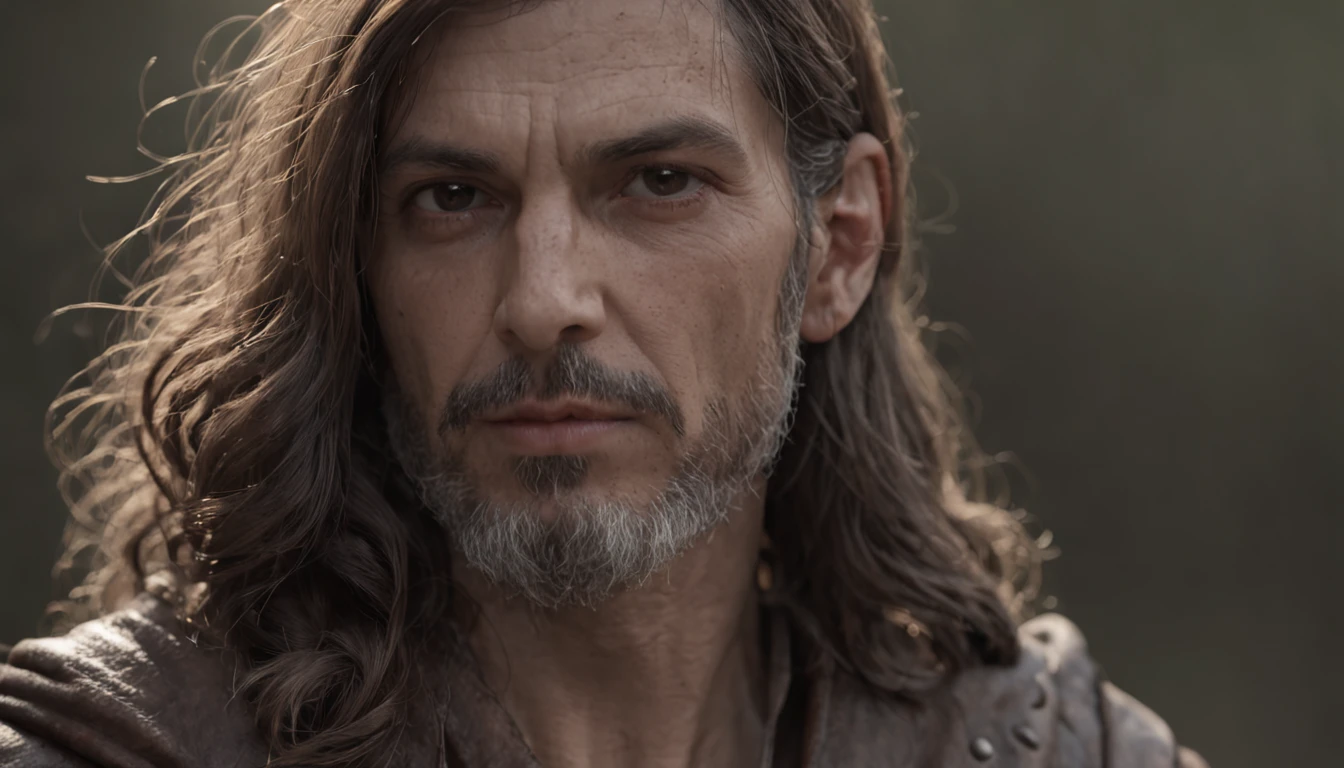 Rei davi, Biblical character, busto completo, roupas de couro, vestes de guerreiro, very dark light, sombreamento pesado, circunstanciado, Rosto detalhado, (vibrante, Realistic, Dramatic, Escuro, foco nítido, 8k)
