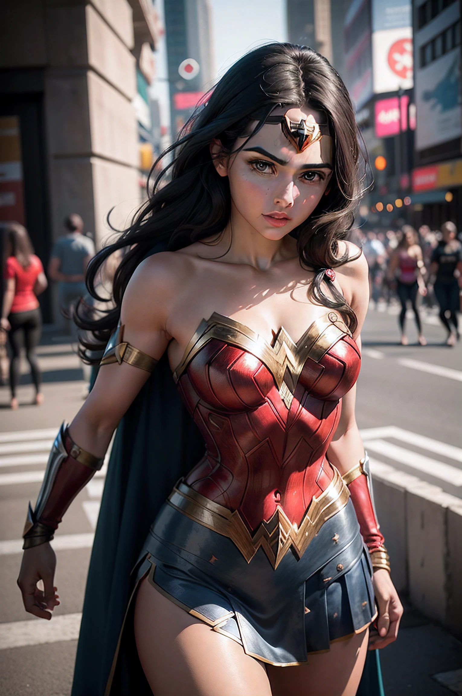 8k, best quality, real picture, intricate details, ultra-detailed, ultra highres, depth field,(photorealistic,realistic:1.2),masterpiece,photo of  european girl, wonder woman, (bruise, dirty, torn clothes, revealing clothes, blood:1.3), ripped outfit, superhero, solo, sun, blue sky,
best quality, realistic, photorealistic, (intricate details:1.2), (delicate detailed), (cinematic light), clear line, sharp focus, realistic face, detailed face,
unity 8k wallpaper, ultra high res, (photorealistic:1.4), looking at viewer <lora:WonderWoman:1>