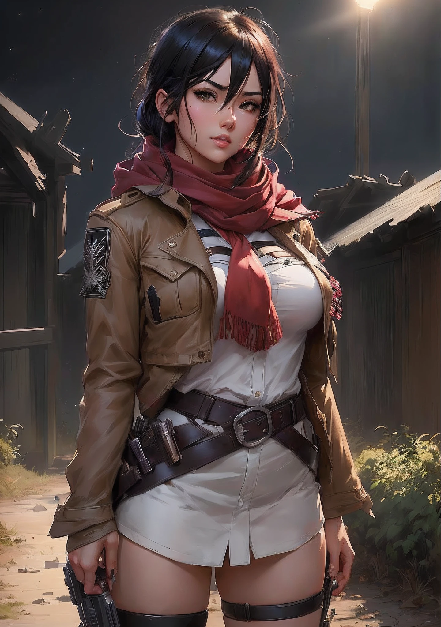 Anime - Woman style in short shorts and a scarf holding a gun, Artgerm extremamente detalhado, gama murata e Artgerm, Arte no estilo de Guweiz, Modelo IG | Artgerm, estilo Artgerm, estilo Artgerm, Artgerm. anime illustration, Artgerm e Atey Ghailan