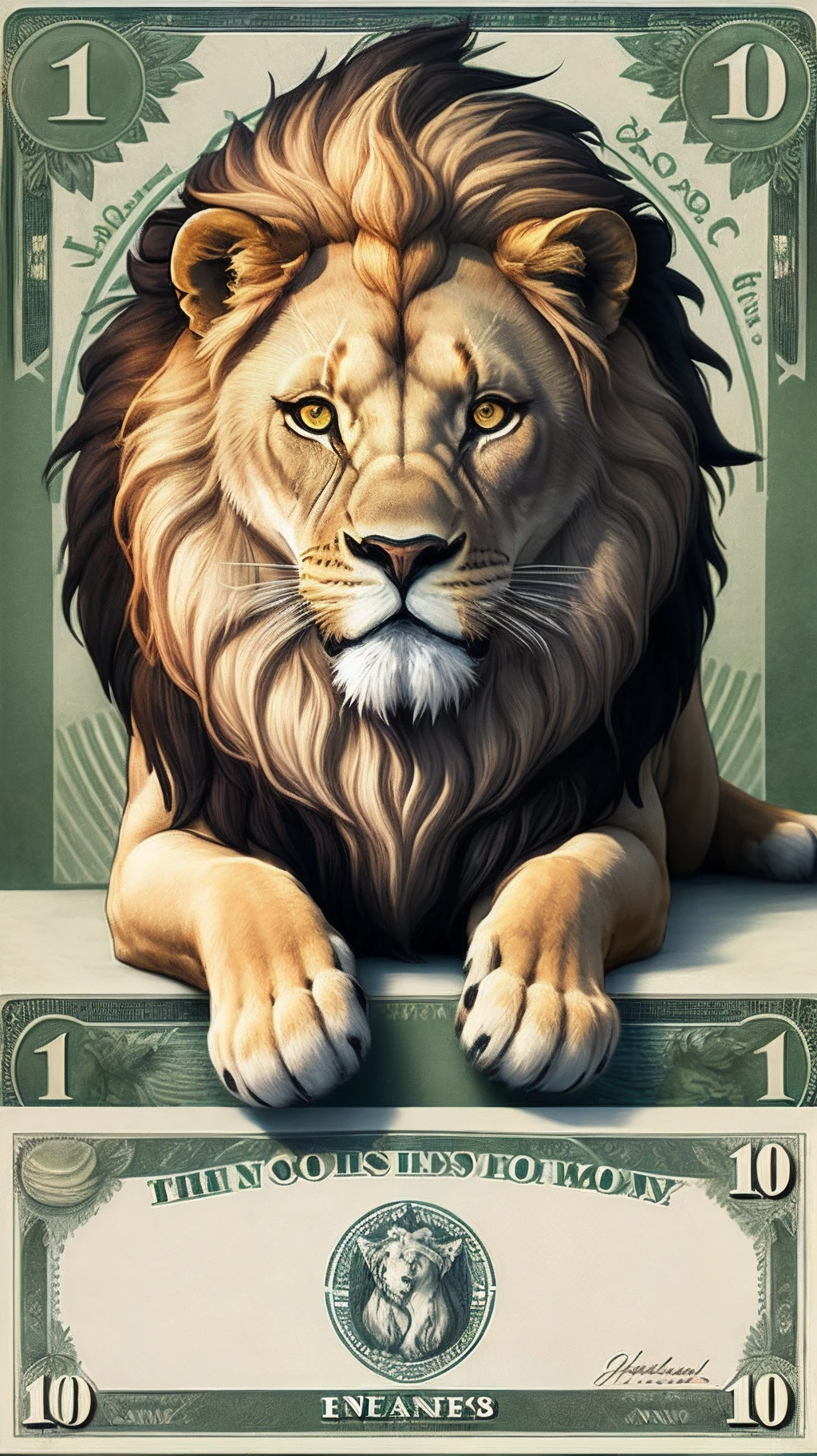 Lion logo with money
