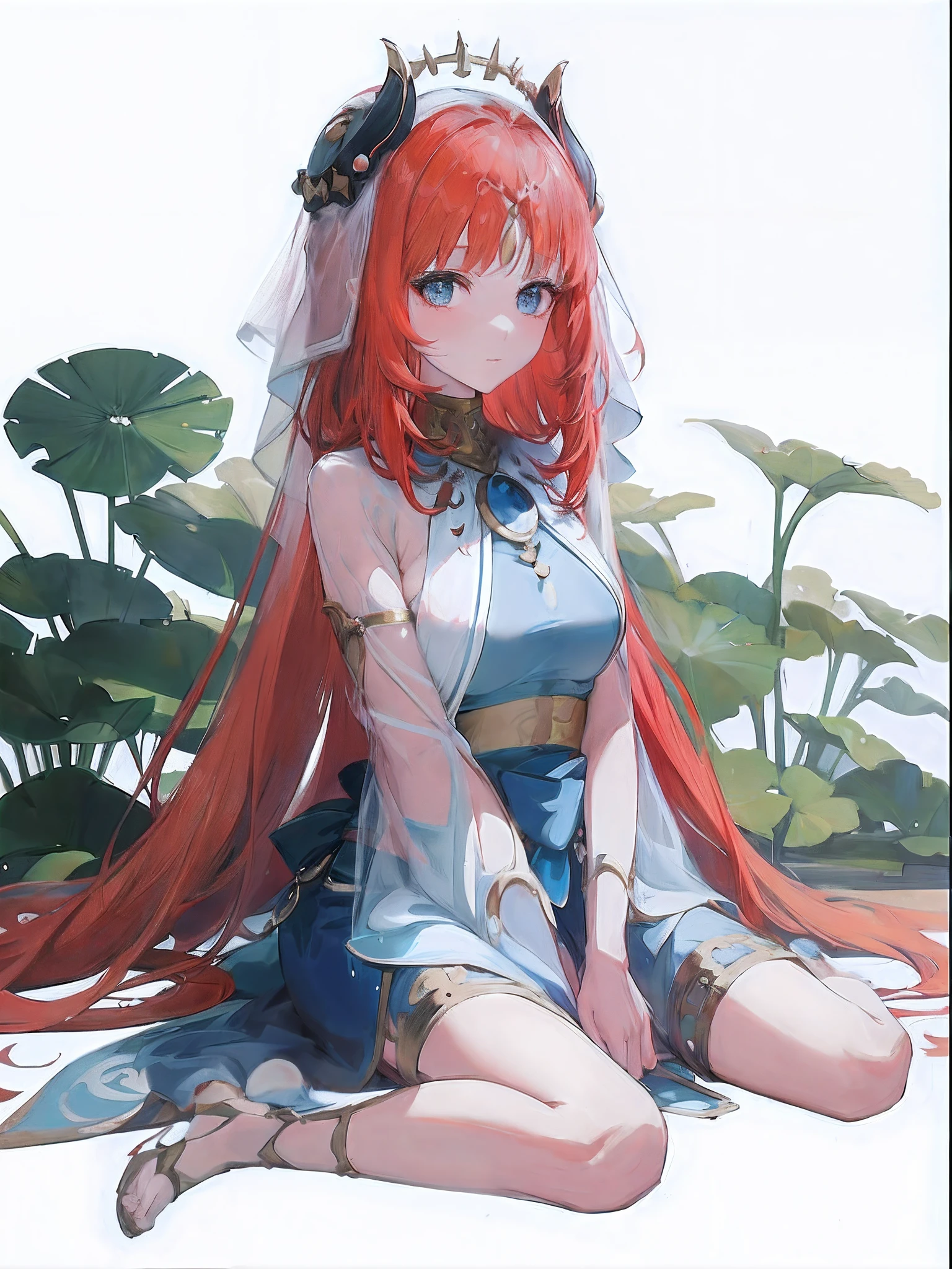 anime - style image of a woman with red hair and a veil, anime goddess, guweiz on pixiv artstation, guweiz on artstation pixiv, red haired goddess, guweiz, painted in anime painter studio, trending on artstation pixiv, zerochan art, cute anime waifu in a nice dress, digital art on pixiv